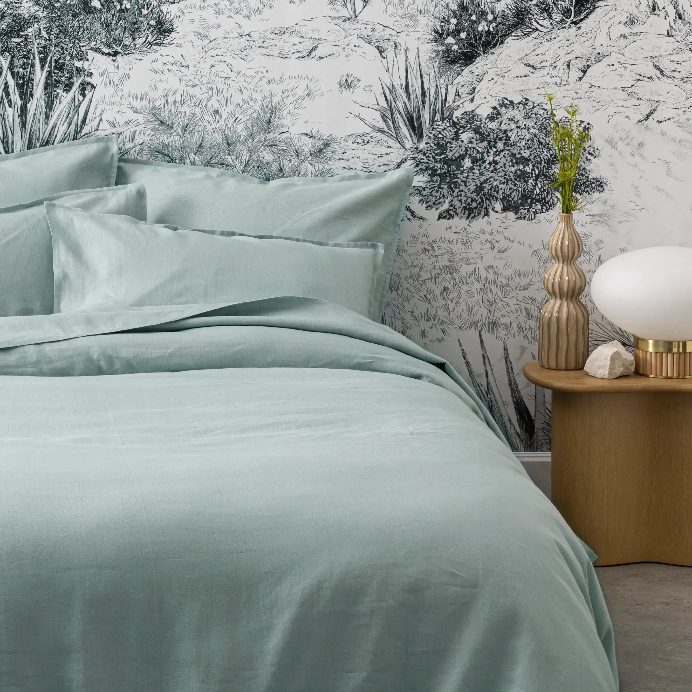 Alexandre Turpault Hoeslaken Hoge Hoek Nouvelle Vague Stonewashed Linnen Eau