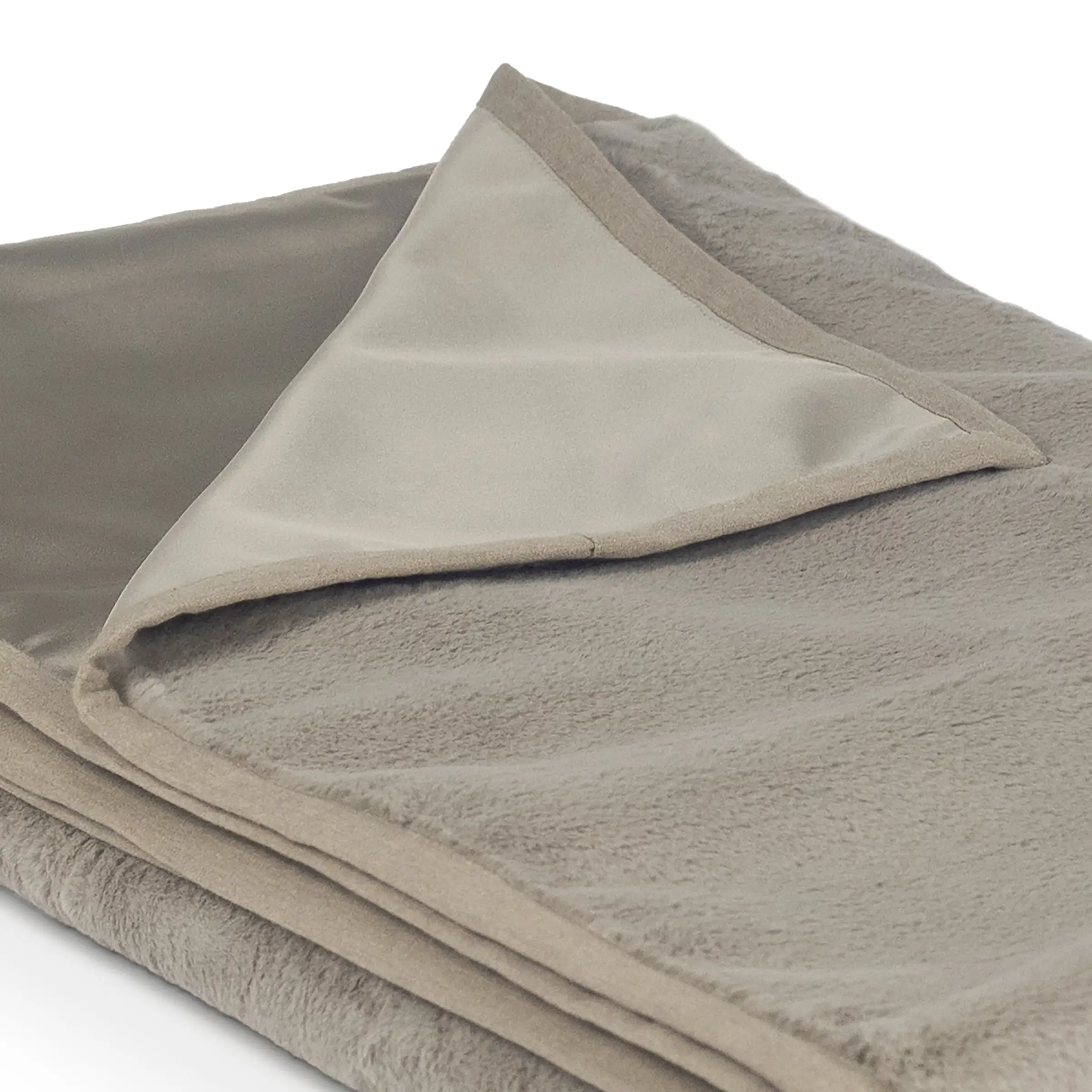 Mrs.Me Bedeind Sprei Brush Imitatiebont Taupe 140 x 300 cm