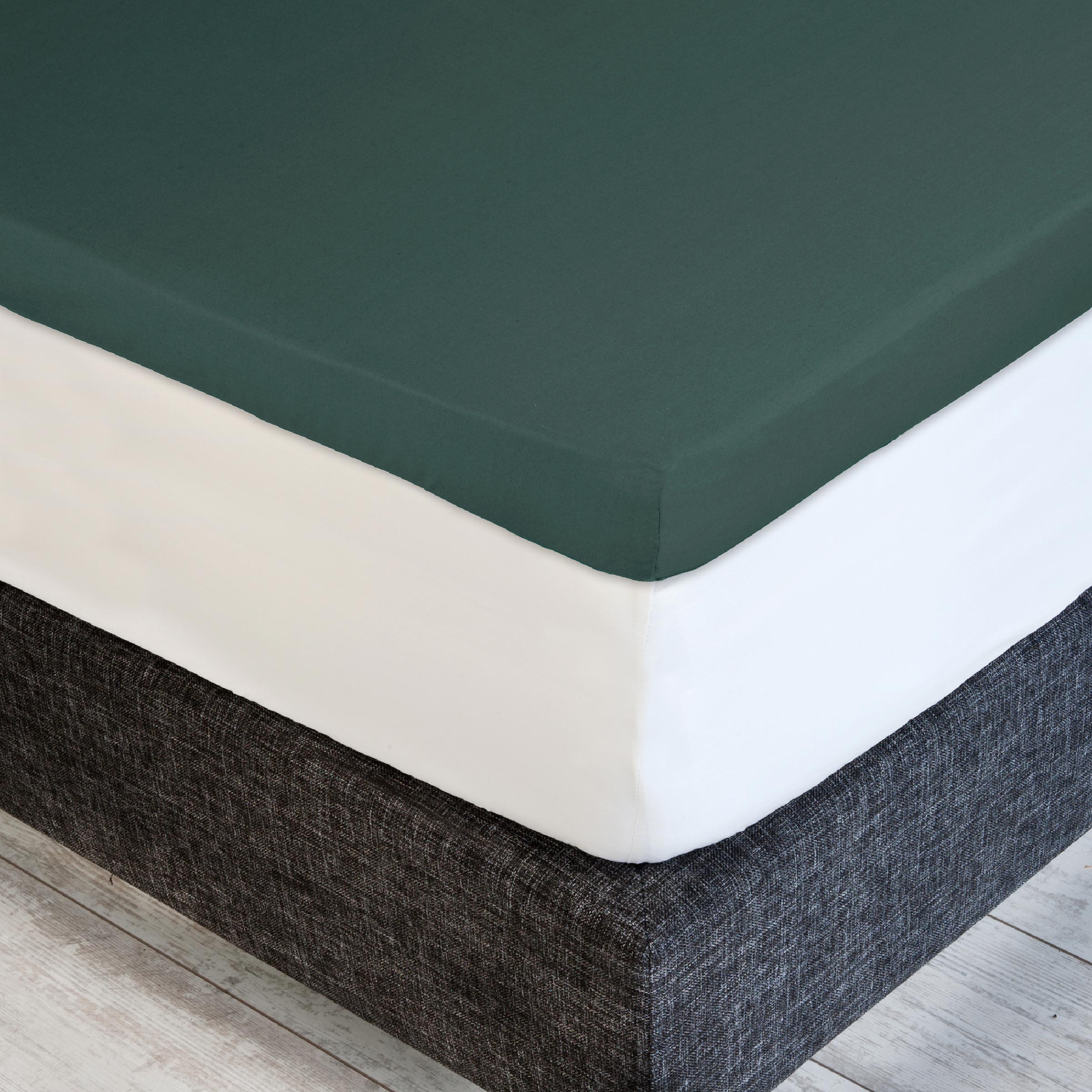 Dommelin Dubbel Split Topper Hoeslaken Satijn 300TC Antiekgroen