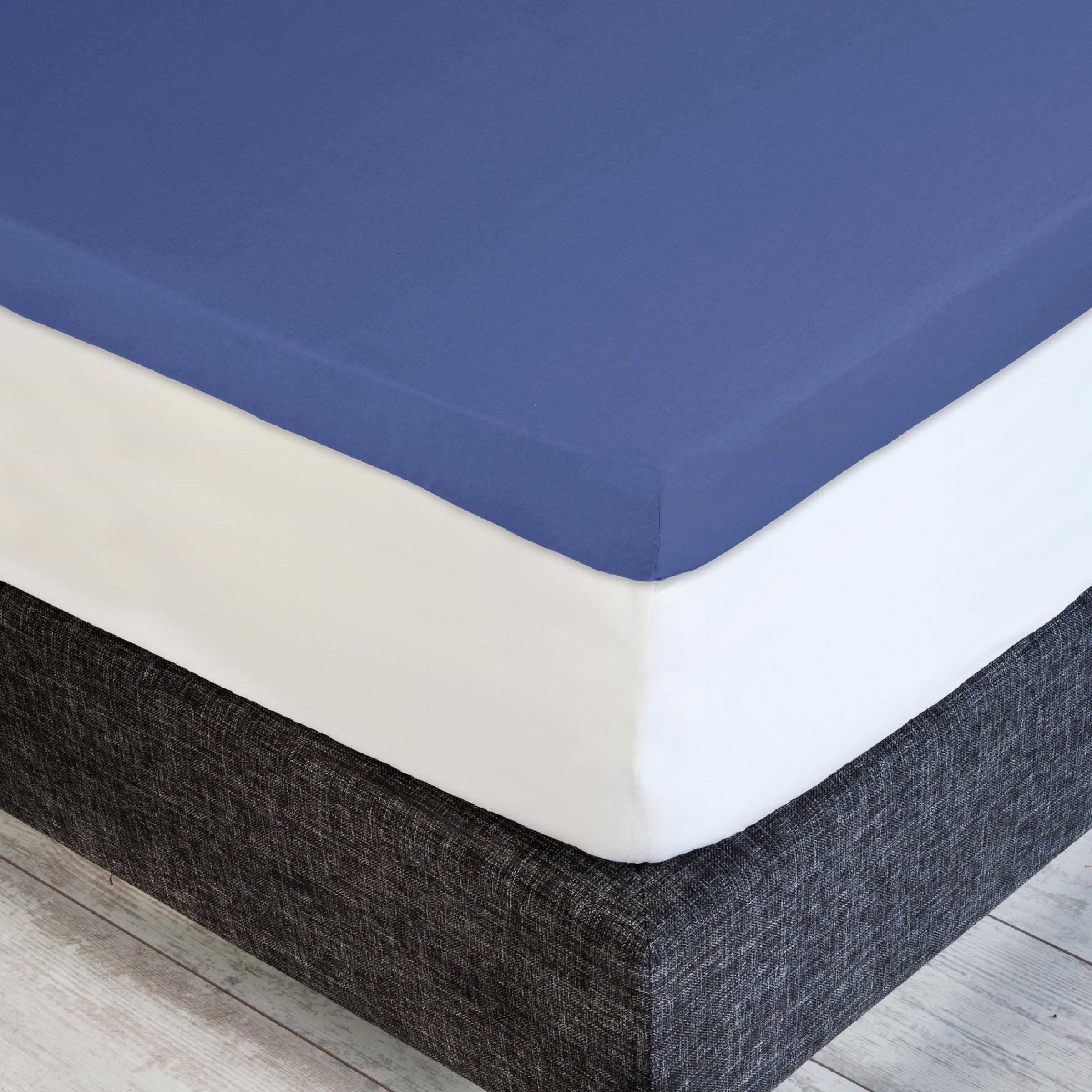 Dommelin Dubbel Split Topper Hoeslaken Percal 200TC Jeansblauw