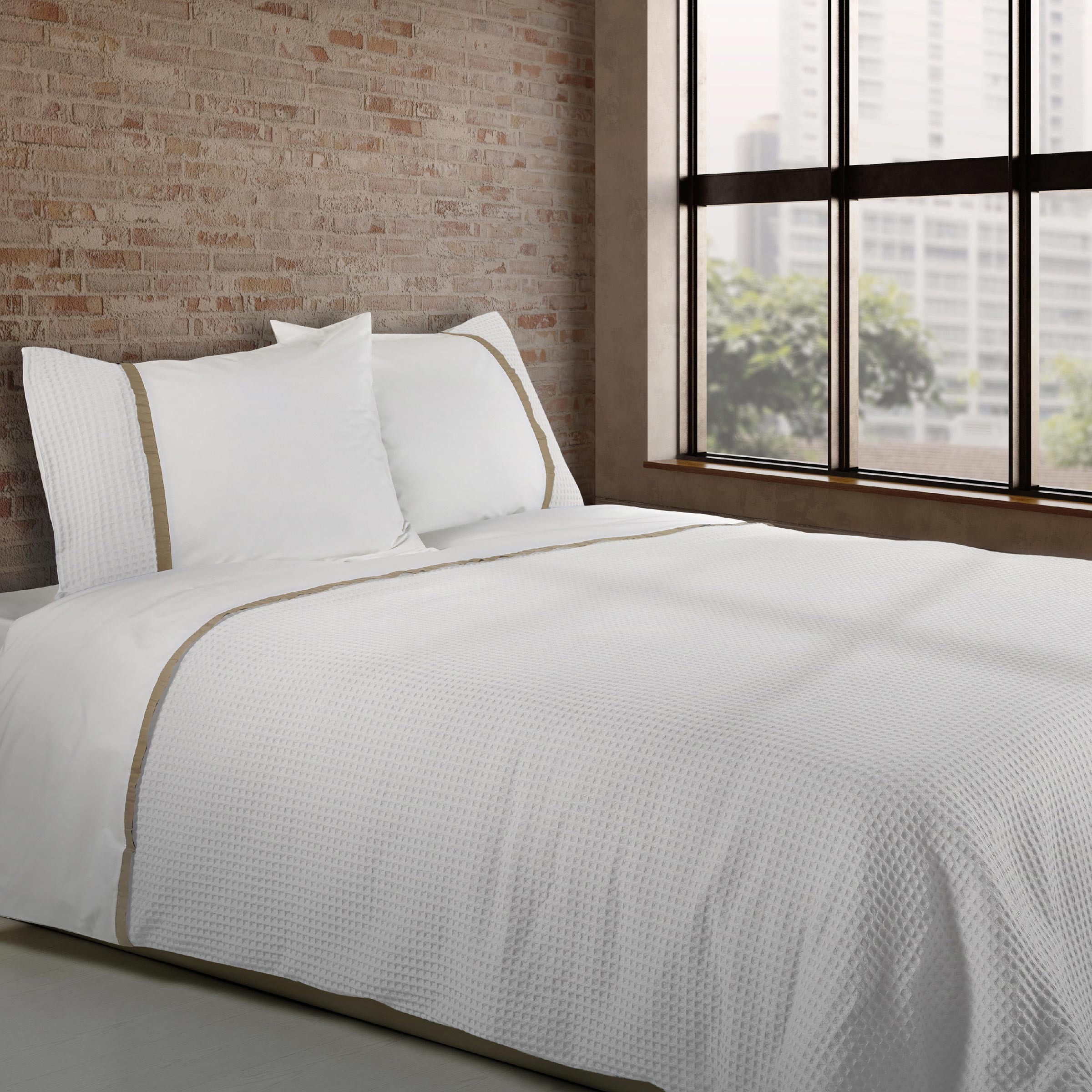 Dommelin Dekbedovertrekset Bari Percal 200TC Wit - Kaki