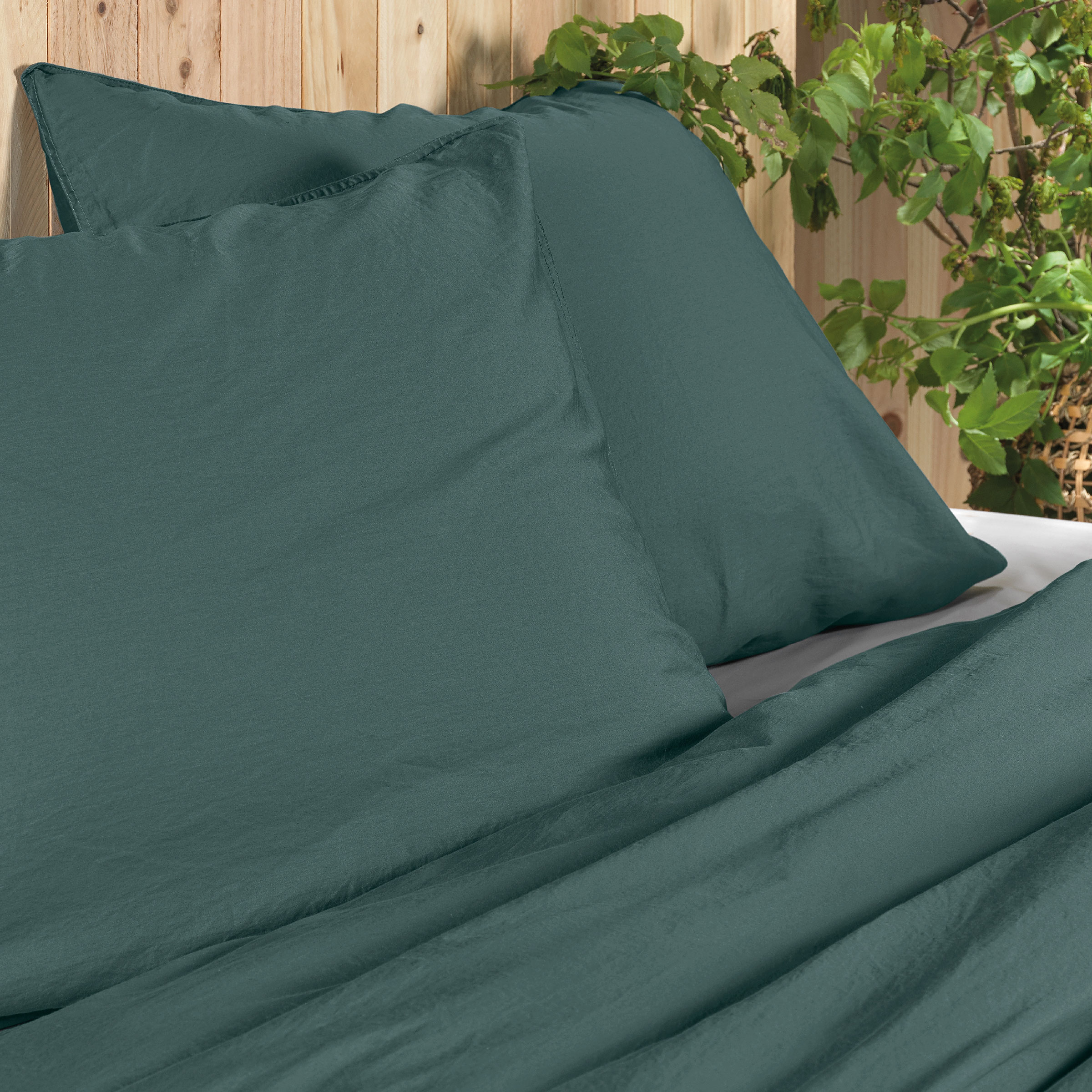 Dommelin Kussensloop Lavado Stonewashed Satijn 300TC Antiekgroen 60 x 70 cm