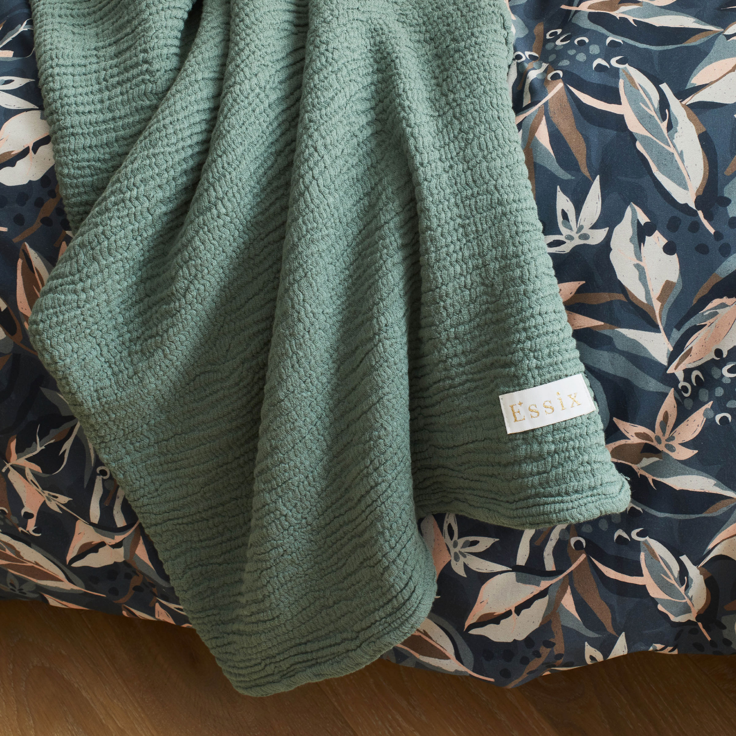 Essix Plaid Jazzy Stonewashed Katoengaas Sauge 130 x 170 cm