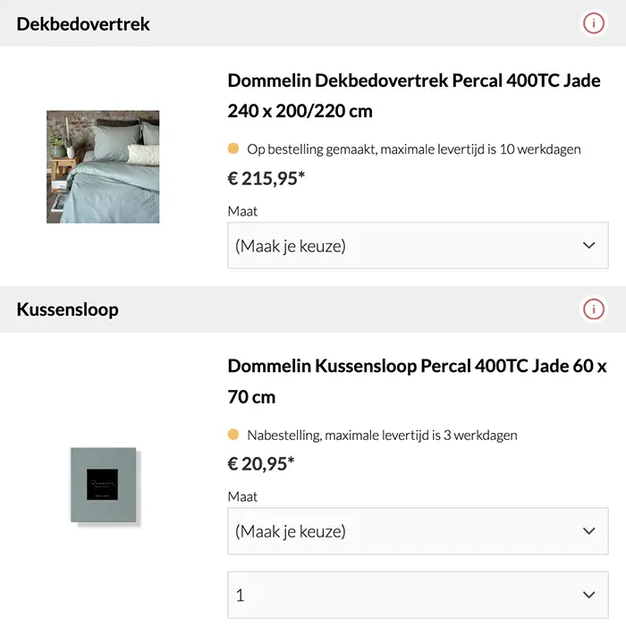 Kussensloop bestellen