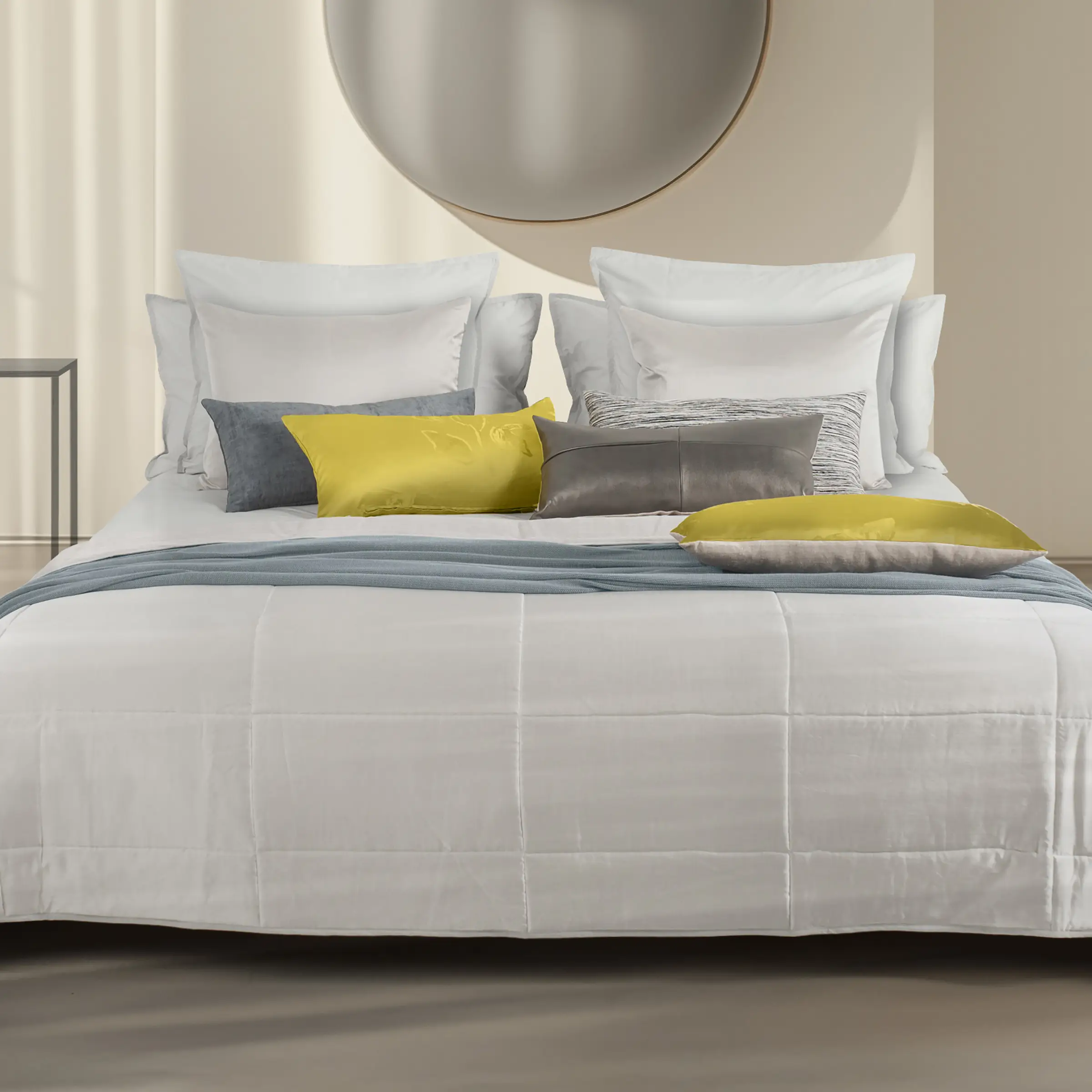 Mrs.Me Bedeind Sprei Luminate Viscose Katoen Hennep Sand 140 x 300 cm