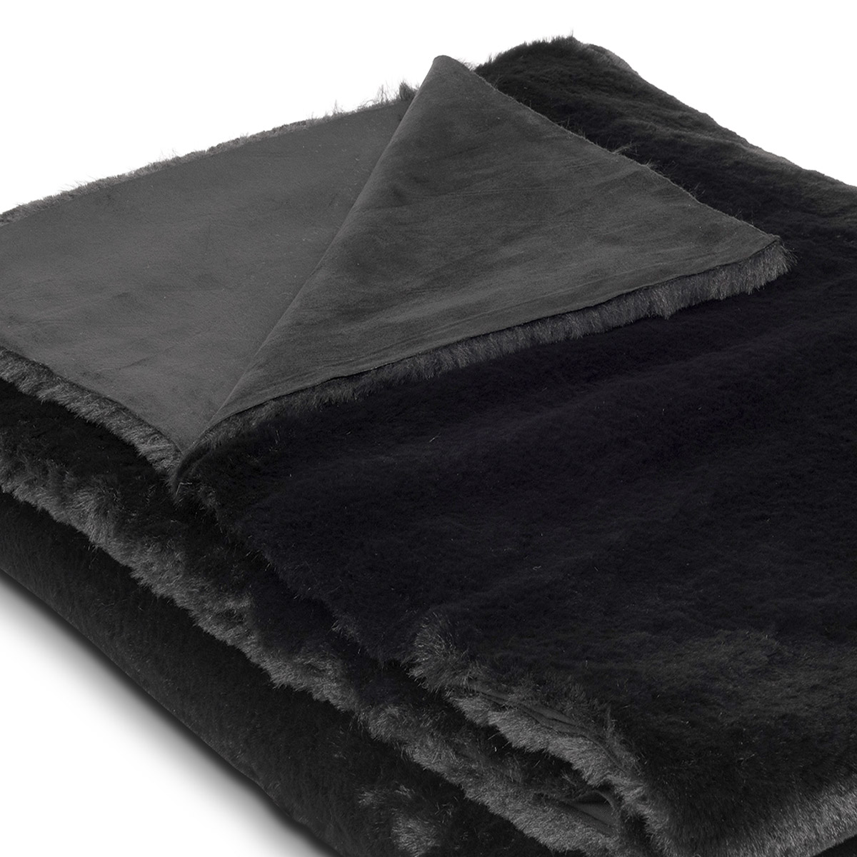 Mrs.Me Bedeind Sprei Lammy Imitatiebont Onyx - Zwart 150 x 300 cm