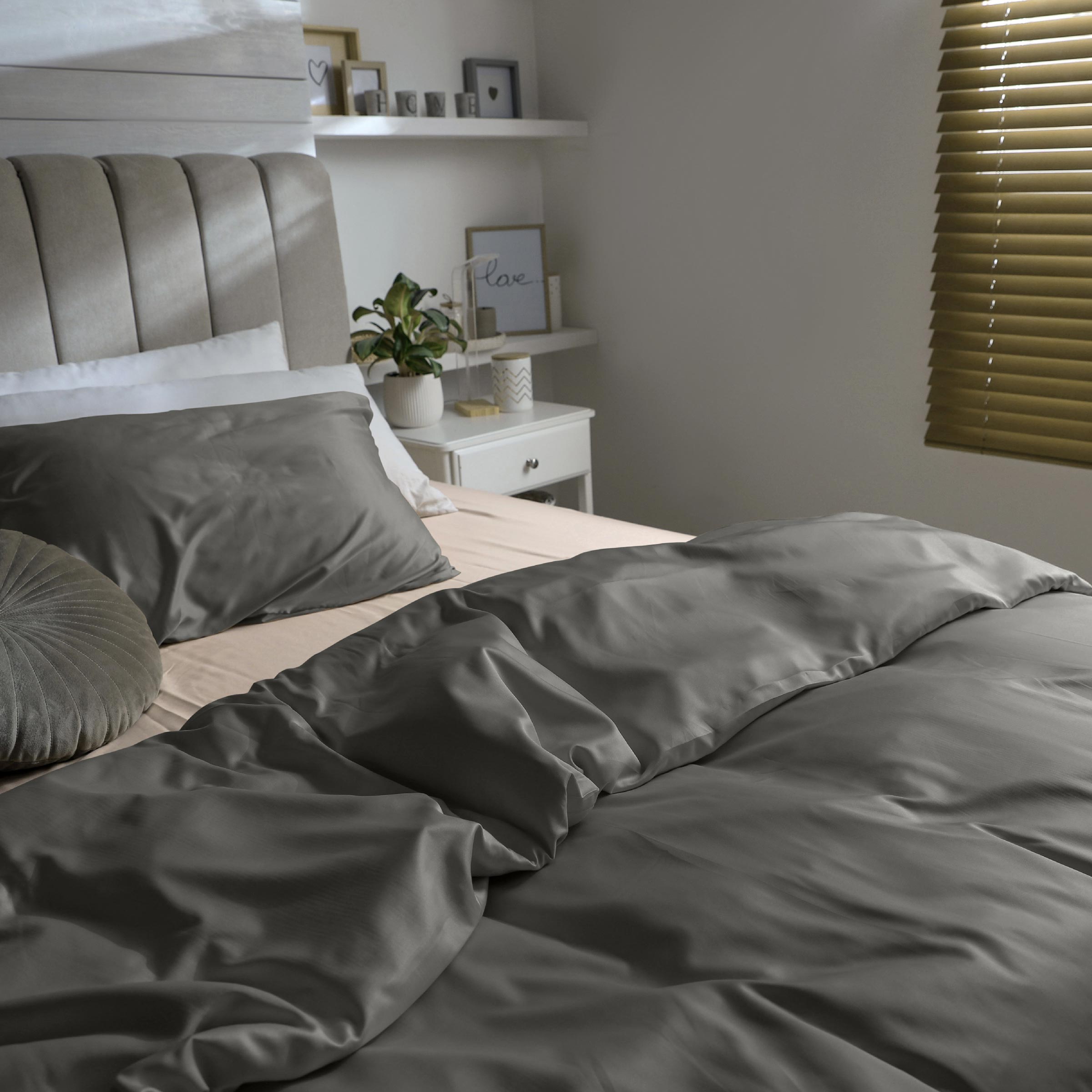 Dommelin Dekbedovertrek Set Satijn 300TC Leisteengrijs 