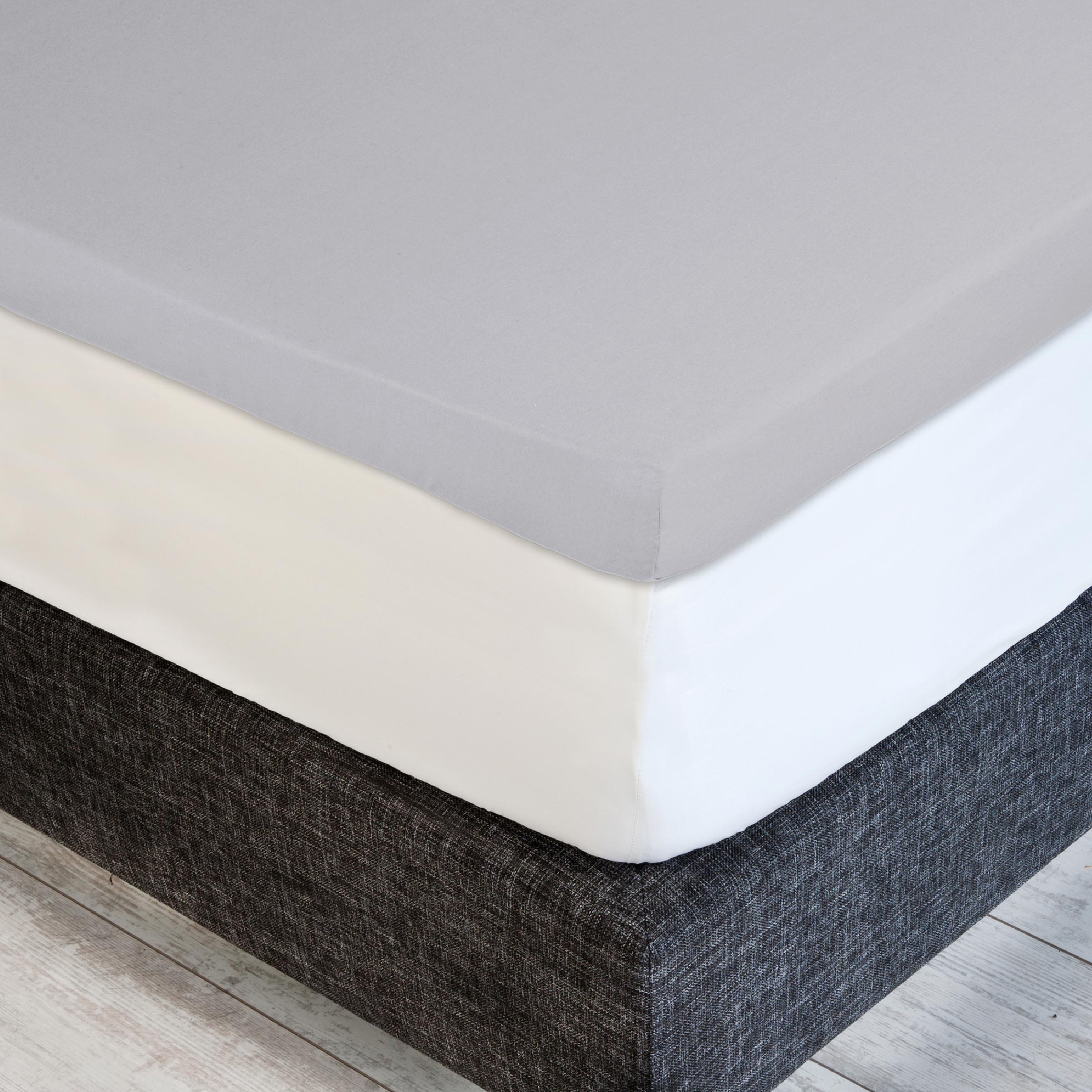 Dommelin Dubbel Split Topper Hoeslaken Percal 200TC Muisgrijs