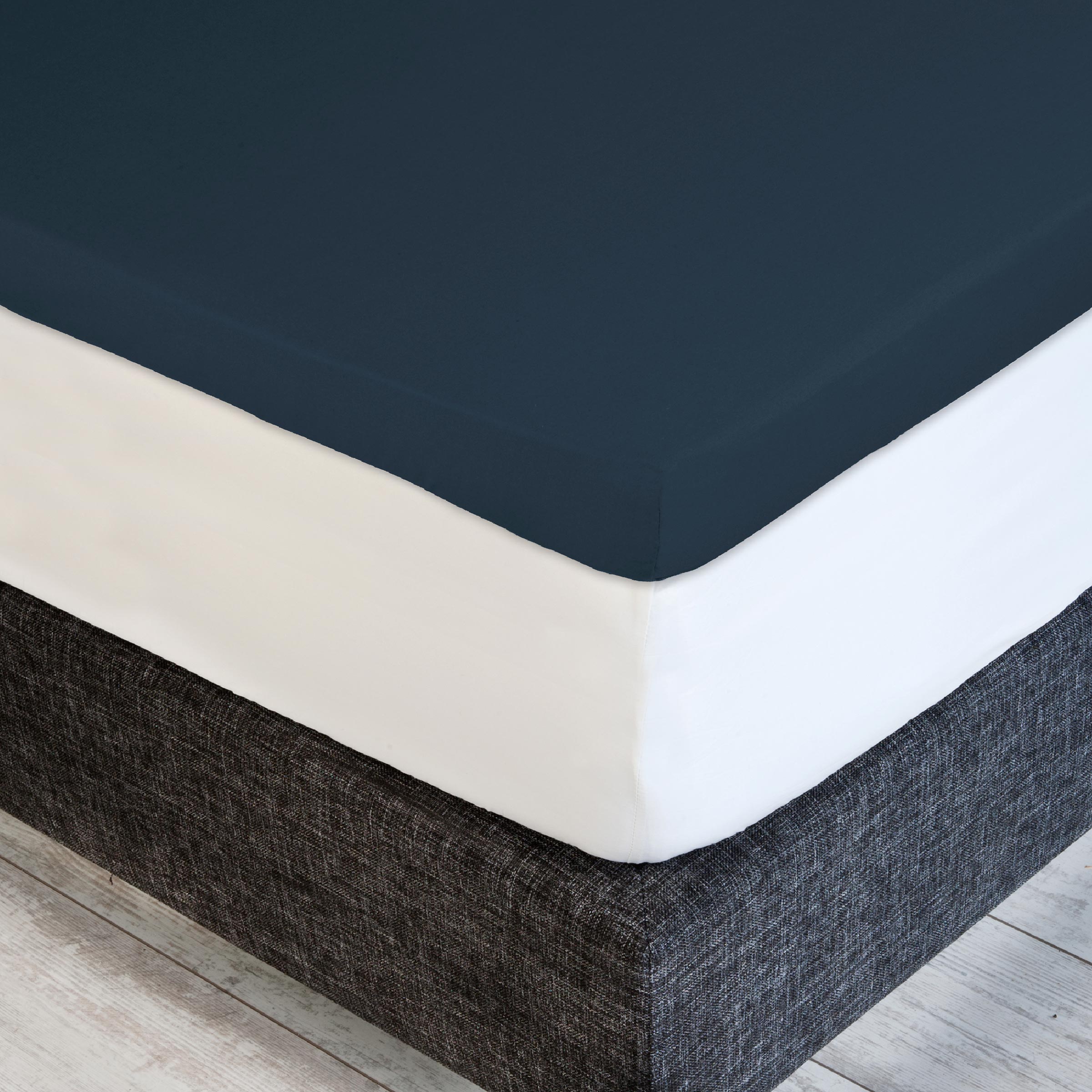 Dommelin Dubbel Split Topper Hoeslaken Satijn 300TC Nachtblauw