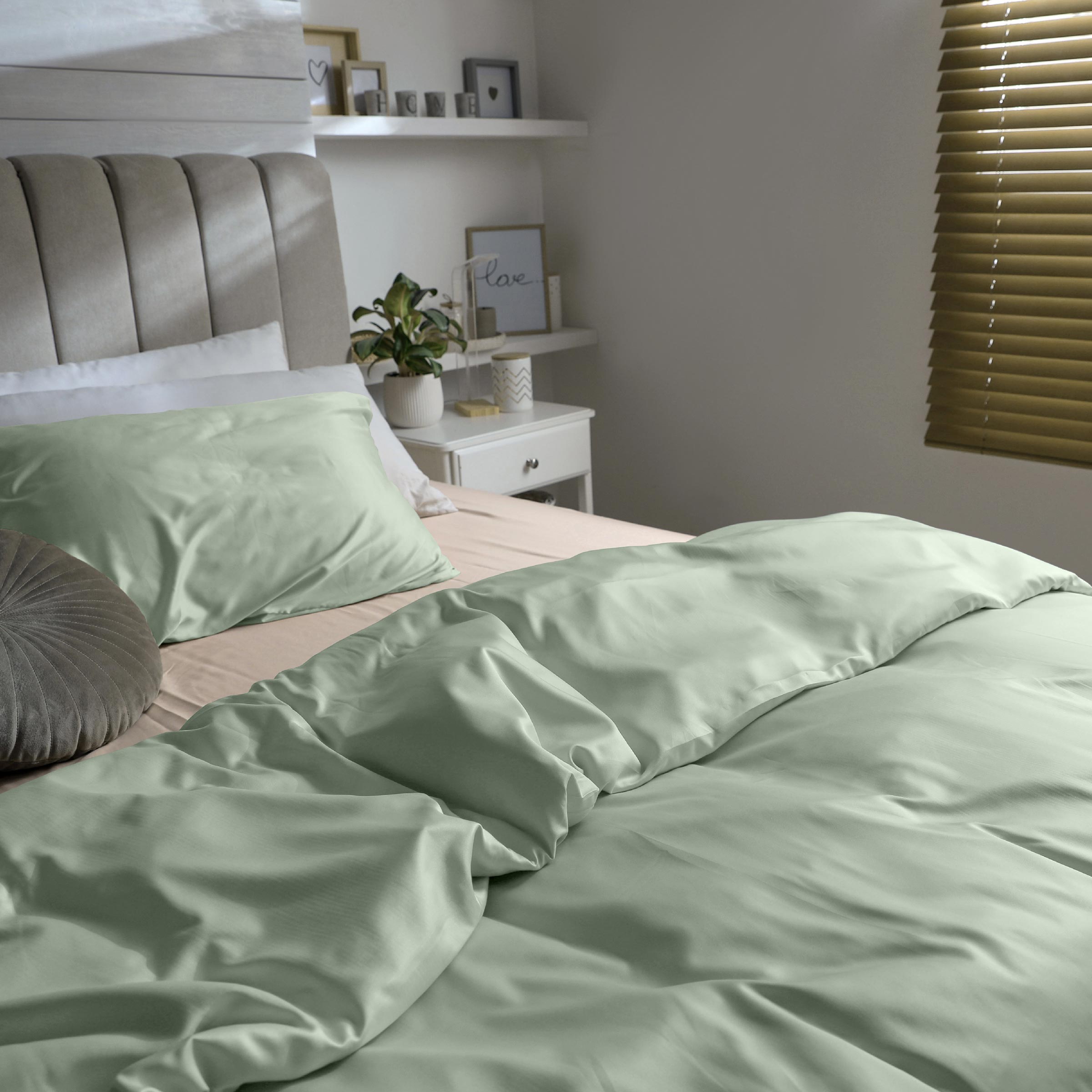 Dommelin Dekbedovertrek Set Satijn 300TC Spargroen