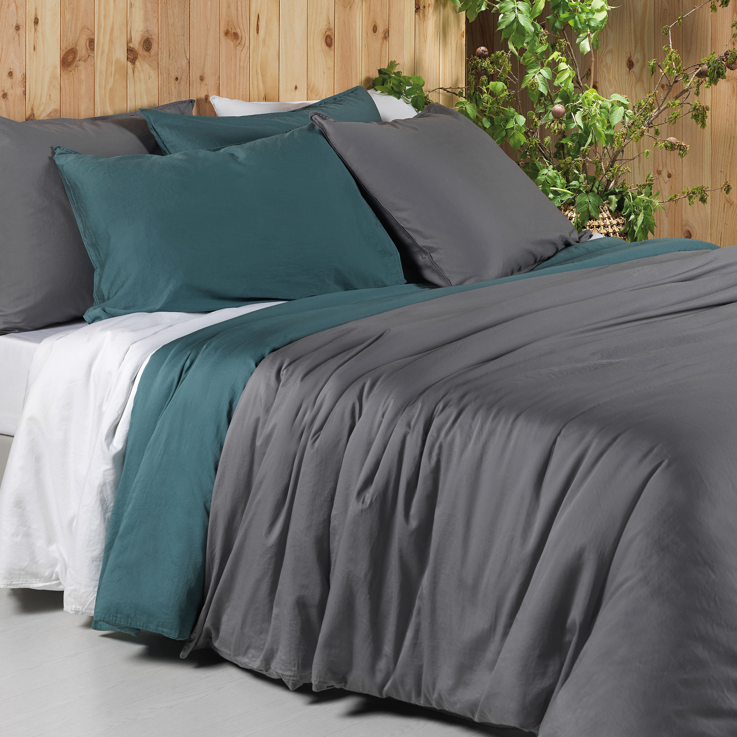 Dommelin Dekbedovertrekset Lavado Stonewashed Satijn 300TC Antiekgroen