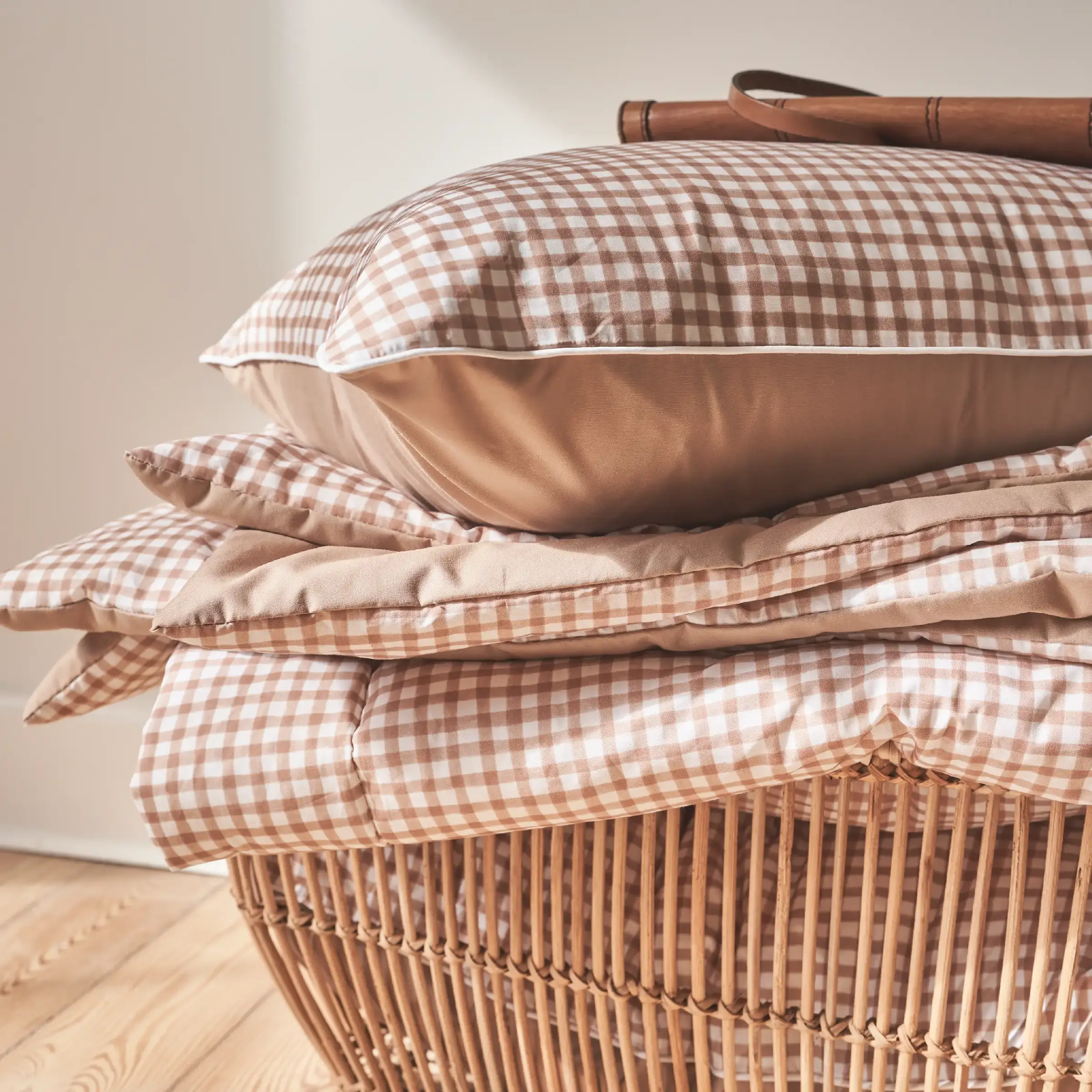 Essix Plaid Vichy Poesie Percal Beige 130 x 200 cm