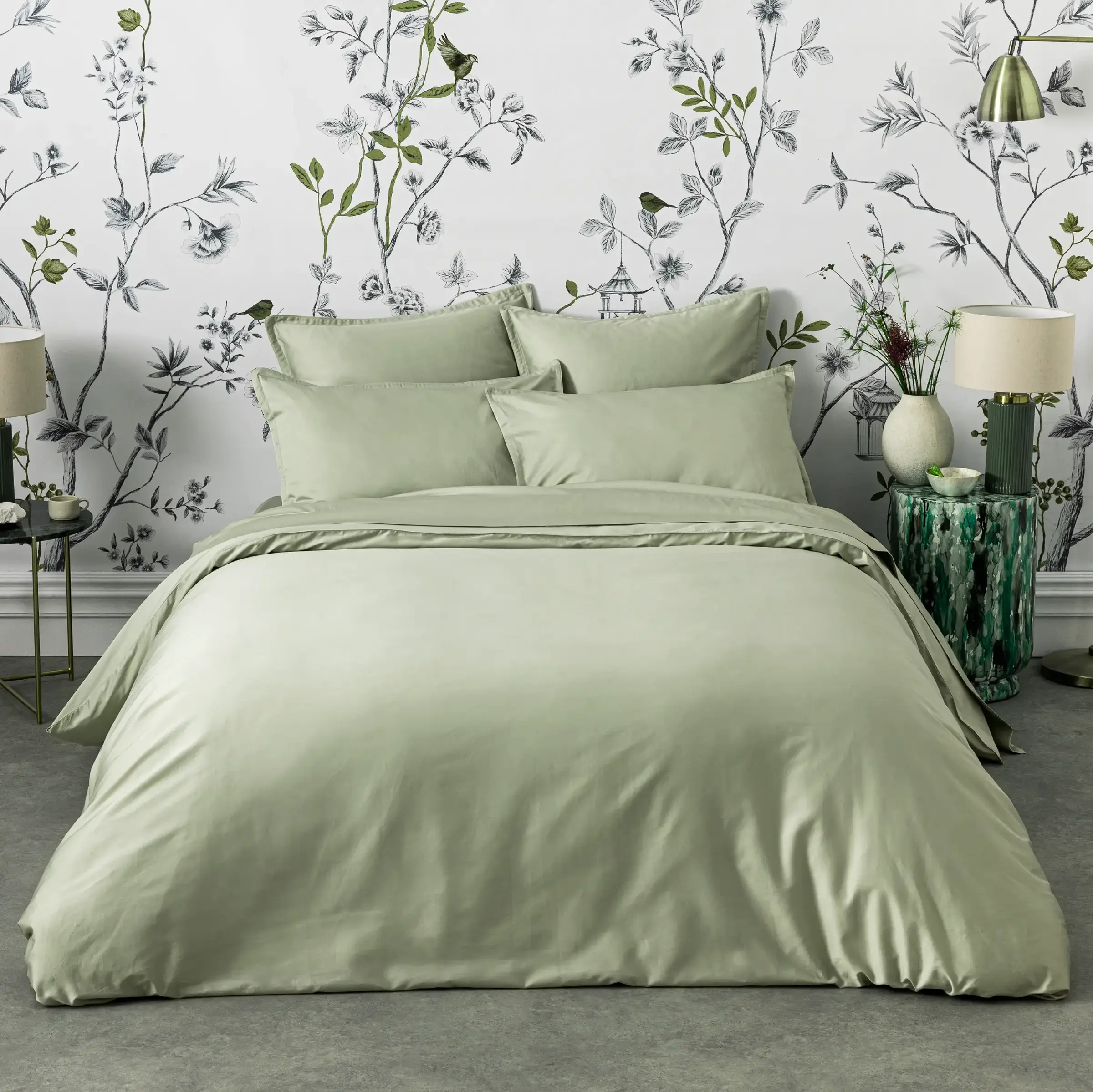 Alexandre Turpault Dekbedovertrek Set Teophile Organic Satijn 300TC Linden Green