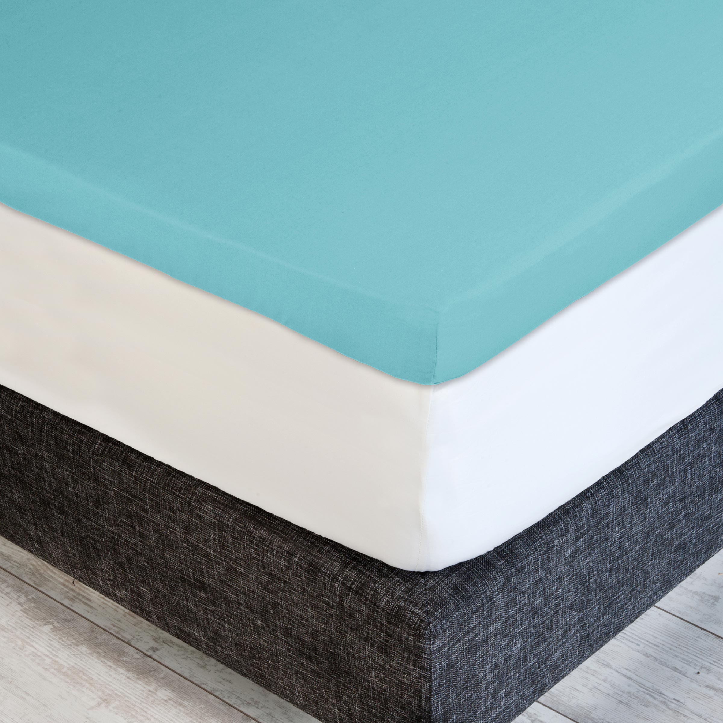 Dommelin Dubbel Split Topper Hoeslaken Satijn 300TC Aquamarijn