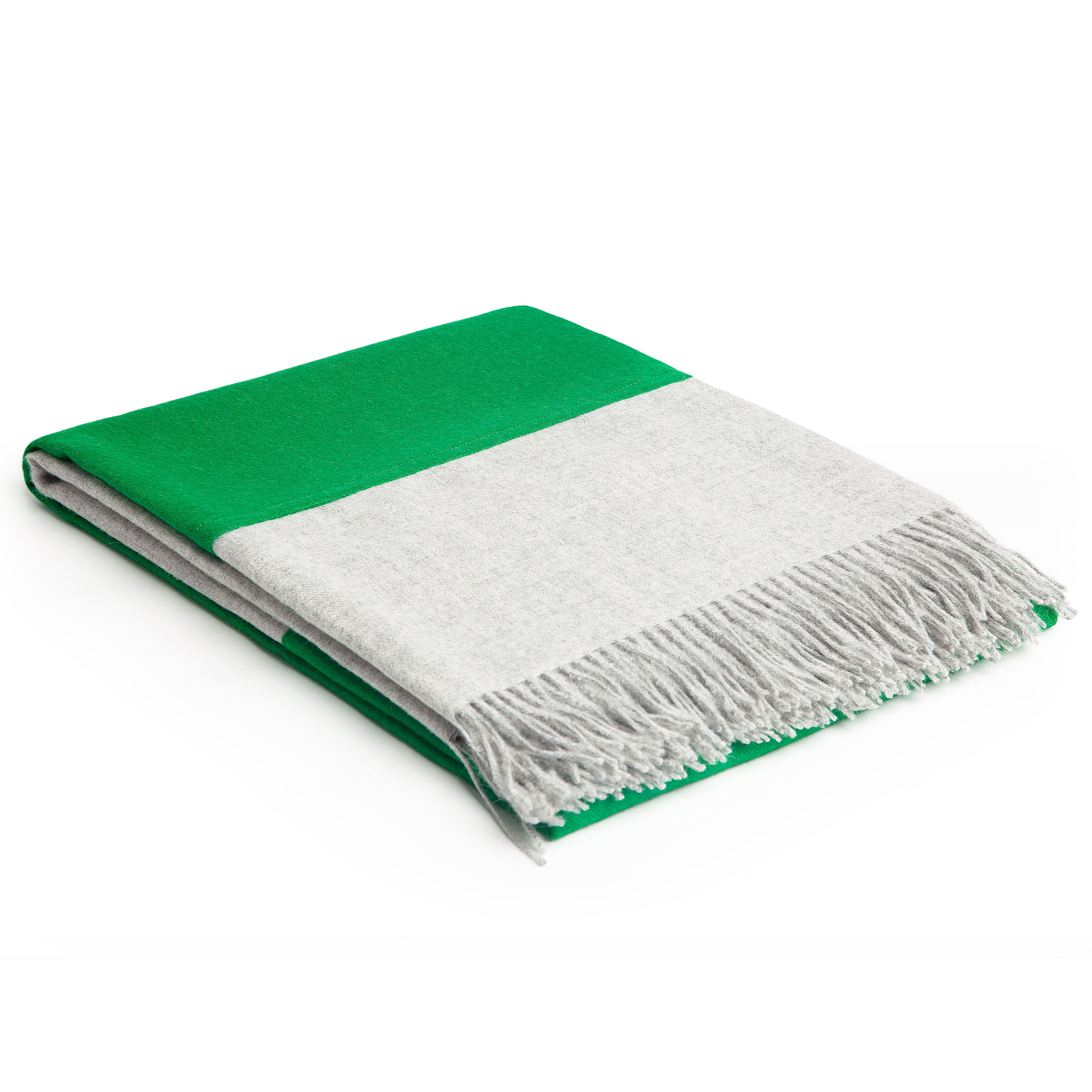 Mrs.Me Plaid Jazz Baby Alpaca Light Grey - Emerald 130 x 170 cm