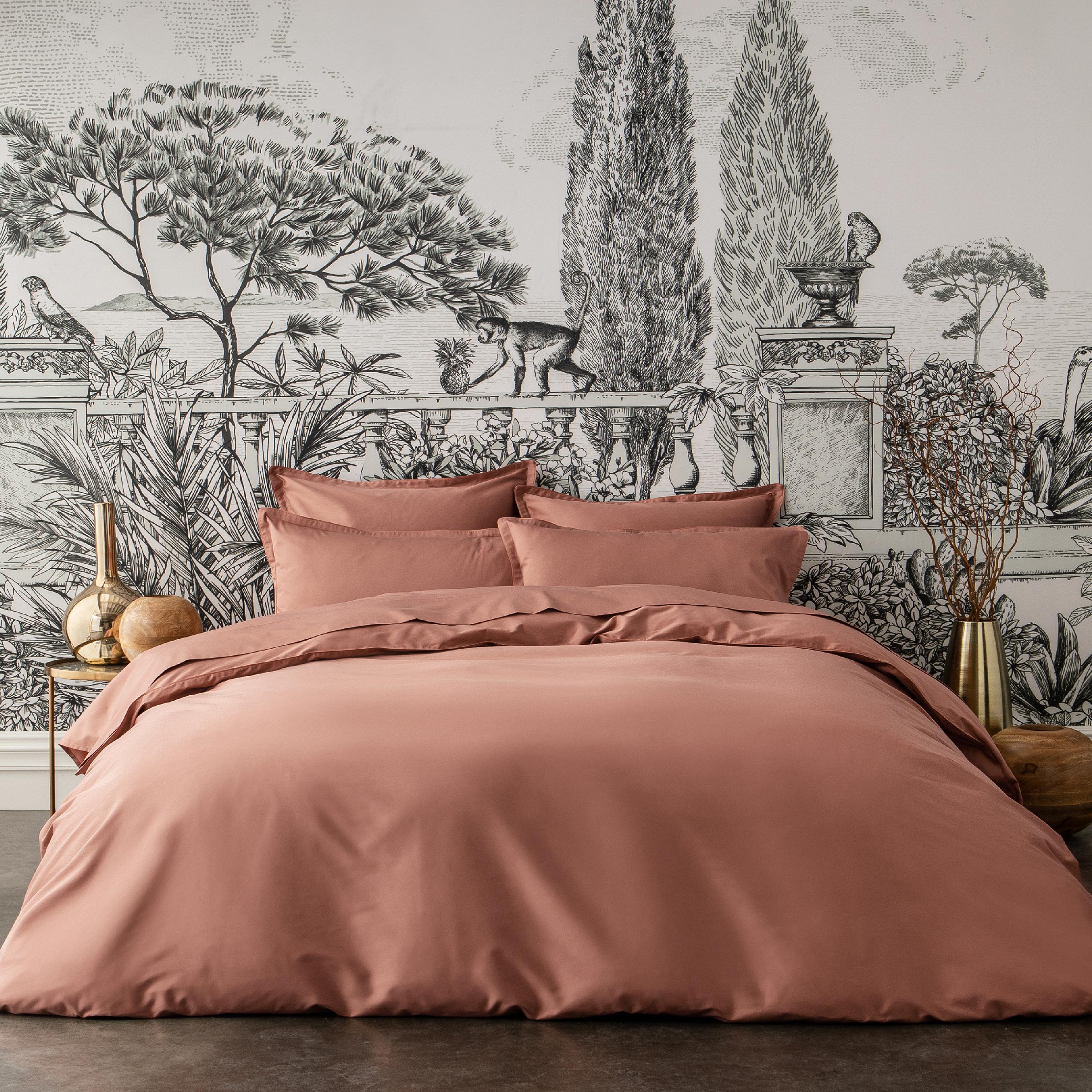 Alexandre Turpault Dekbedovertrek Teophile Organic Satijn Terracotta  