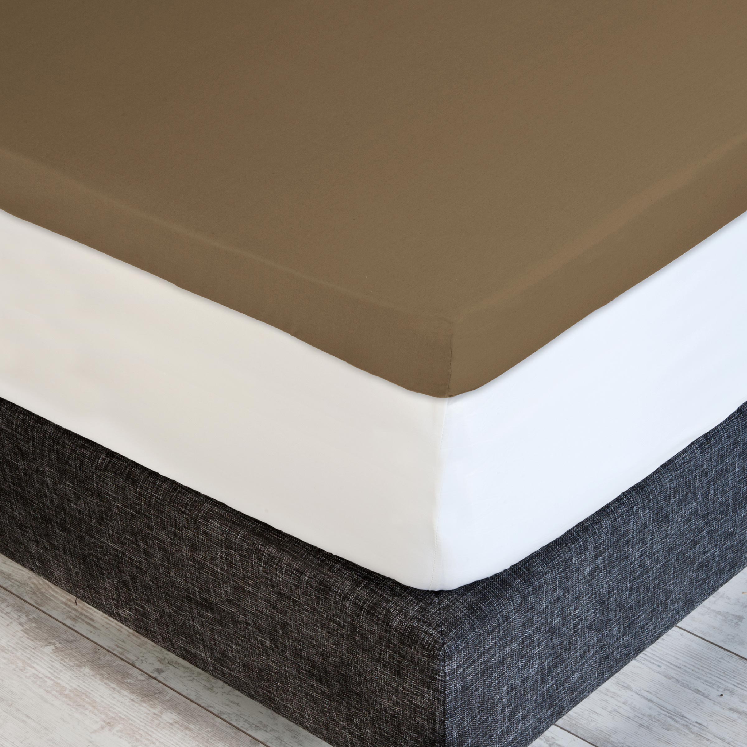 Dommelin Dubbel Split Topper Hoeslaken Percal 200TC Cappuccino