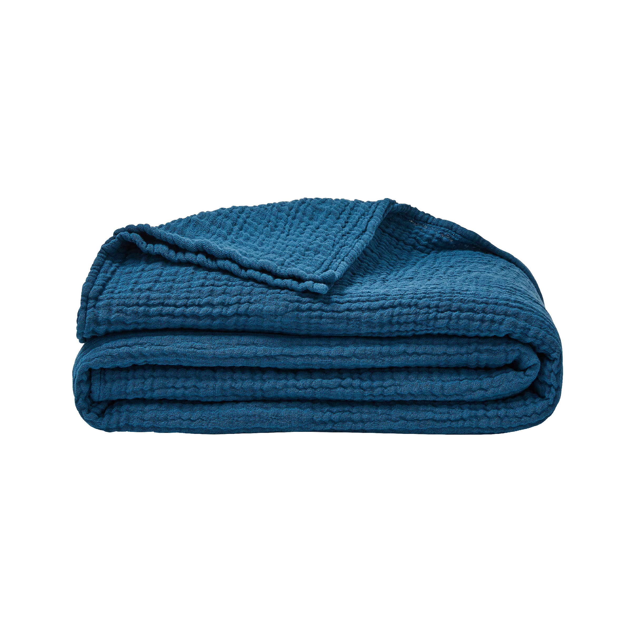 Essix Plaid Jazzy Stonewashed Katoengaas Bleu Petrole 130 x 170 cm