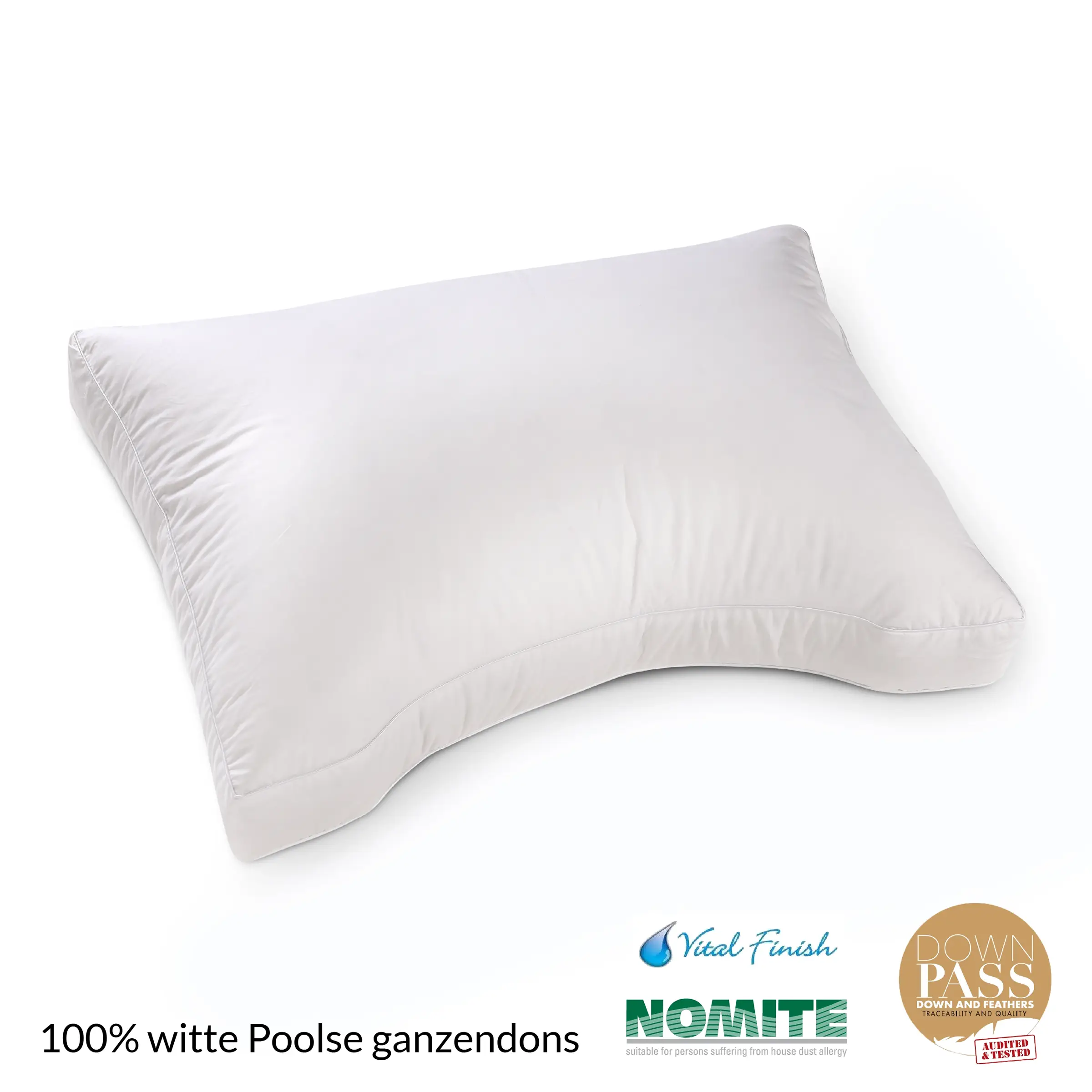 Jonk Kussen Sevilla 100% witte Poolse Ganzen Dons Curve 60 x 70 cm