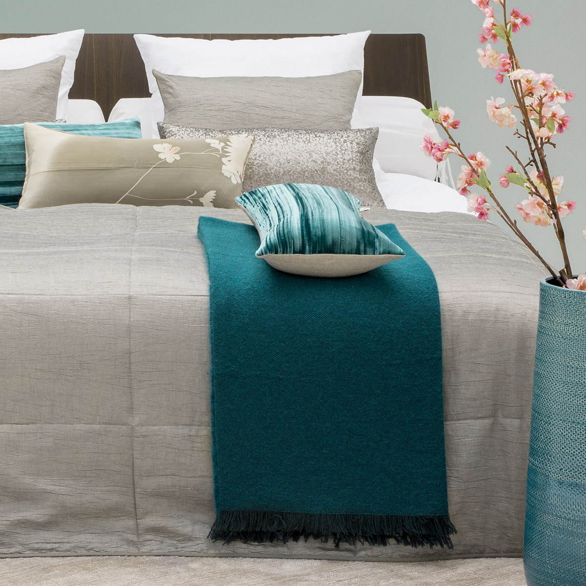 Mrs.Me Deken Archive Wol Mix Dark Petrol 170 x 220 cm