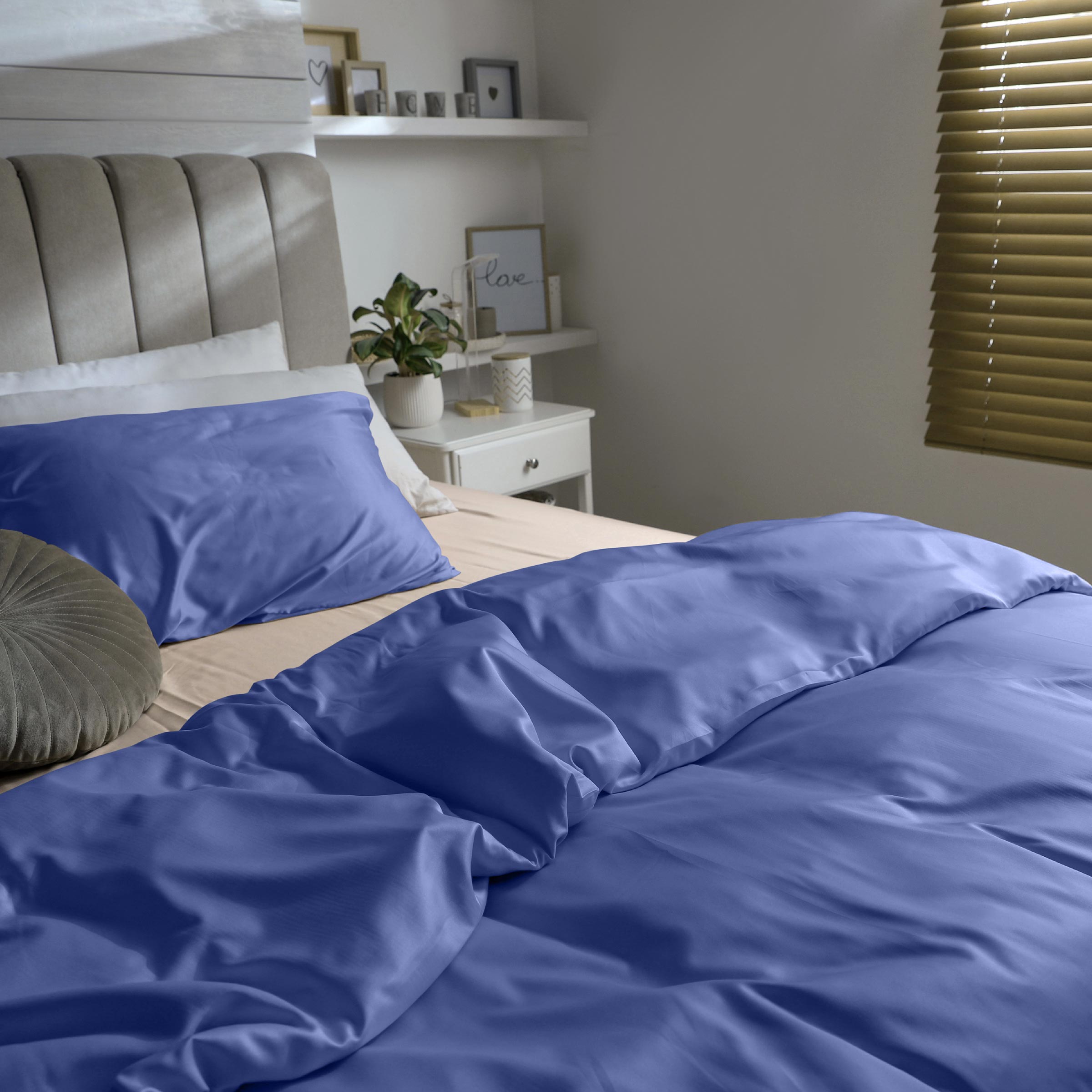 Dommelin Dekbedovertrek Set Satijn 300TC Jeansblauw 