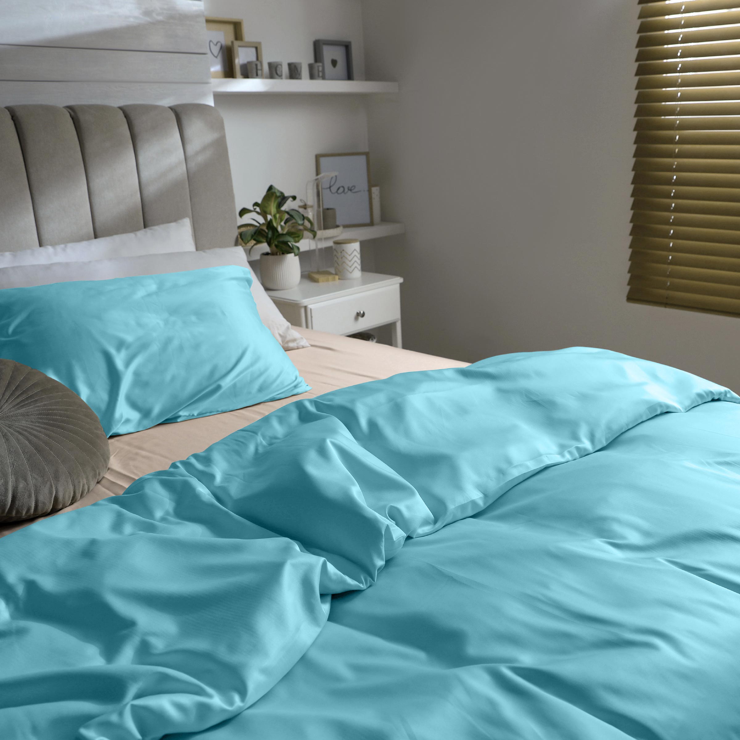 Dommelin Dekbedovertrek Set Satijn 300TC Aquamarijn