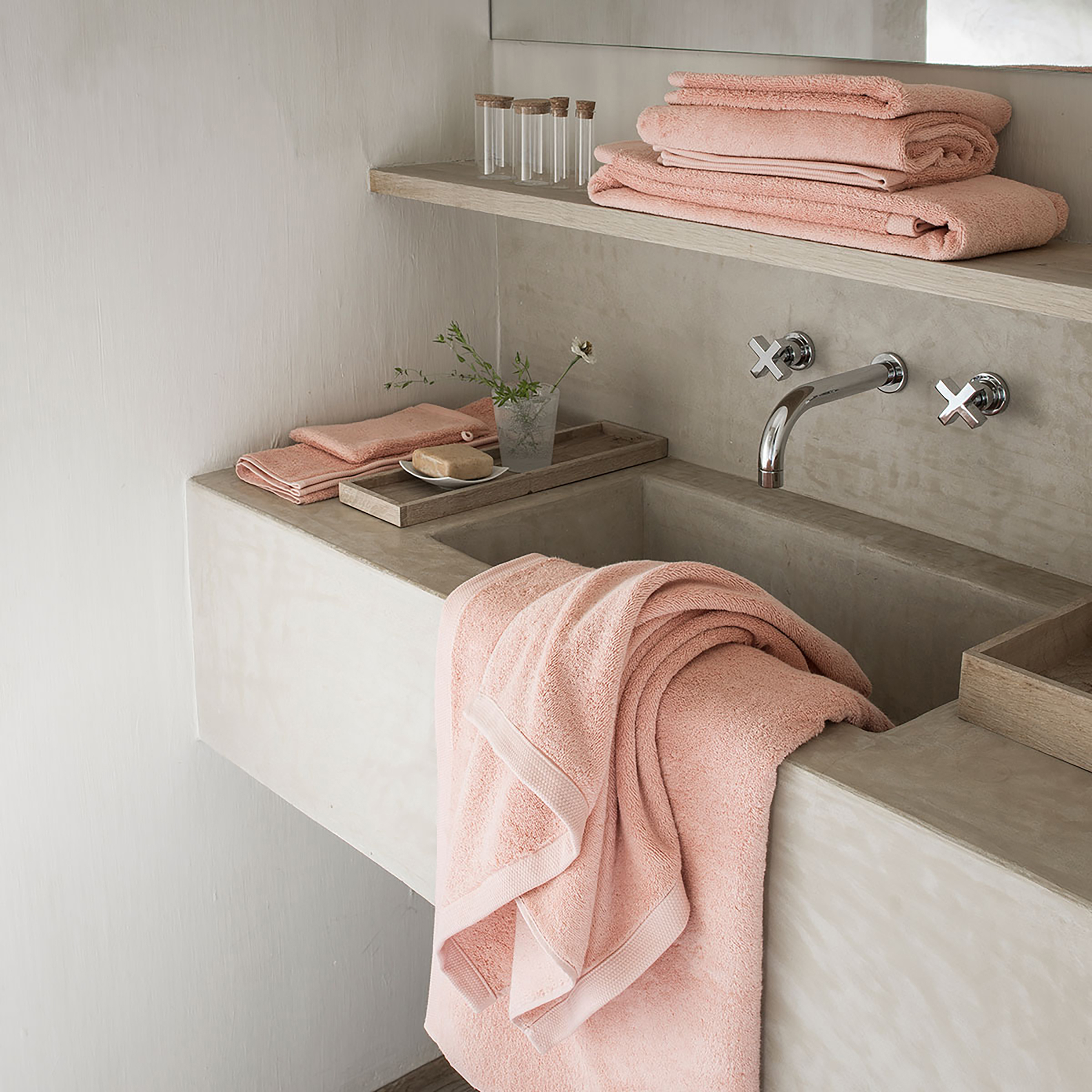 Alexandre Turpault Gezichtsdoekje Essentiel Organic Katoen 650 gr/m2 Nude 30 x 30 cm