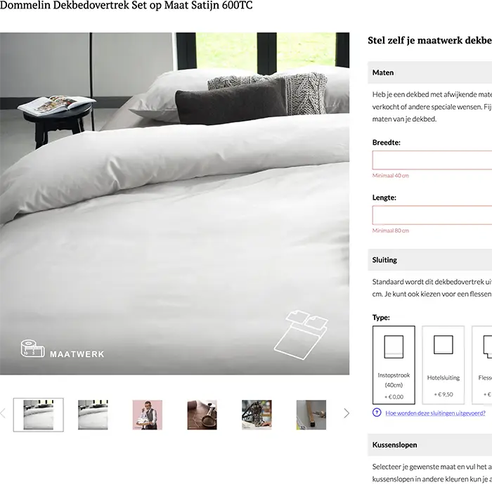 Dommelin maatwerk satijn 600TC