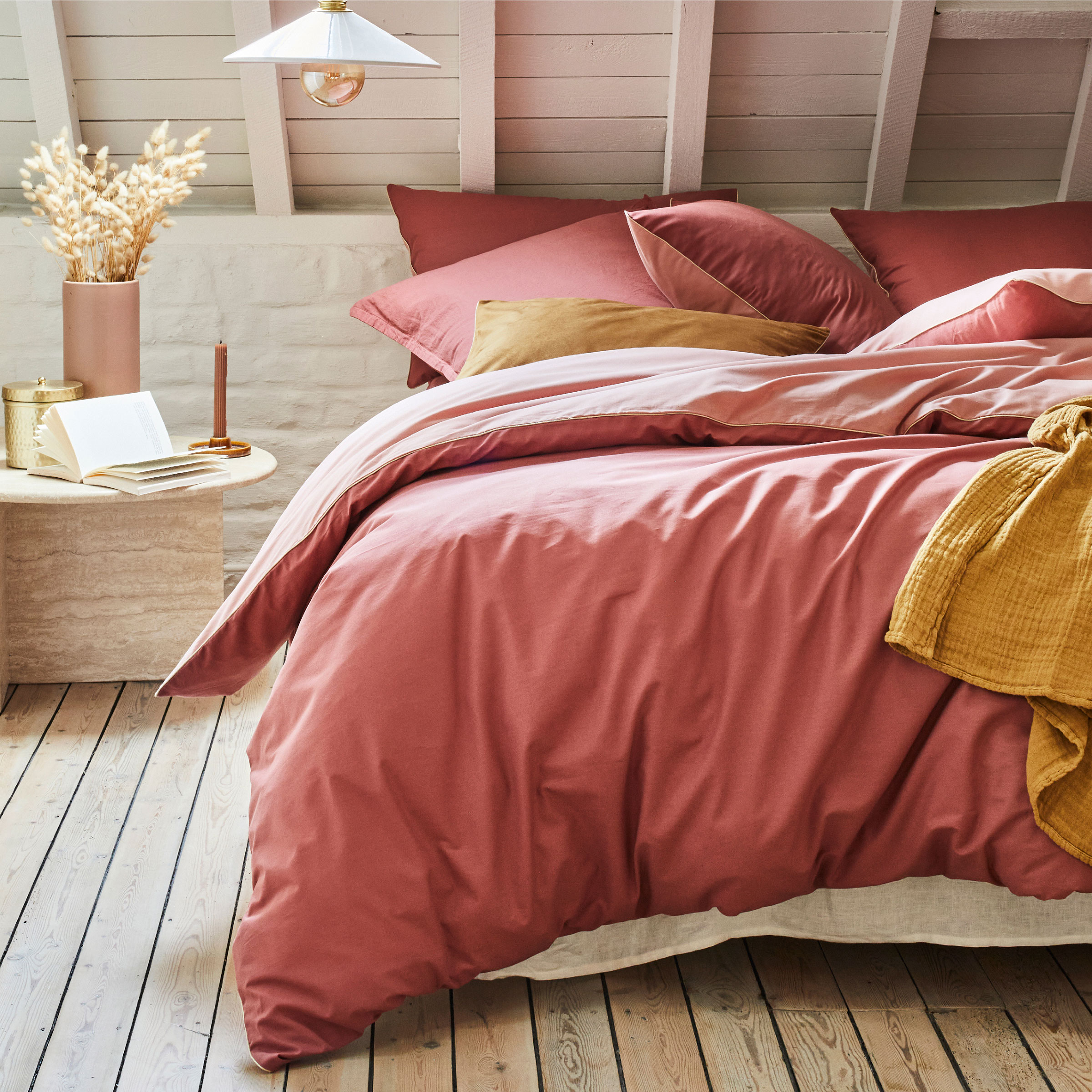 Essix Dekbedovertrek Set Bons Jours Entincelle Katoen 145TC Rose Indien - Solaire 