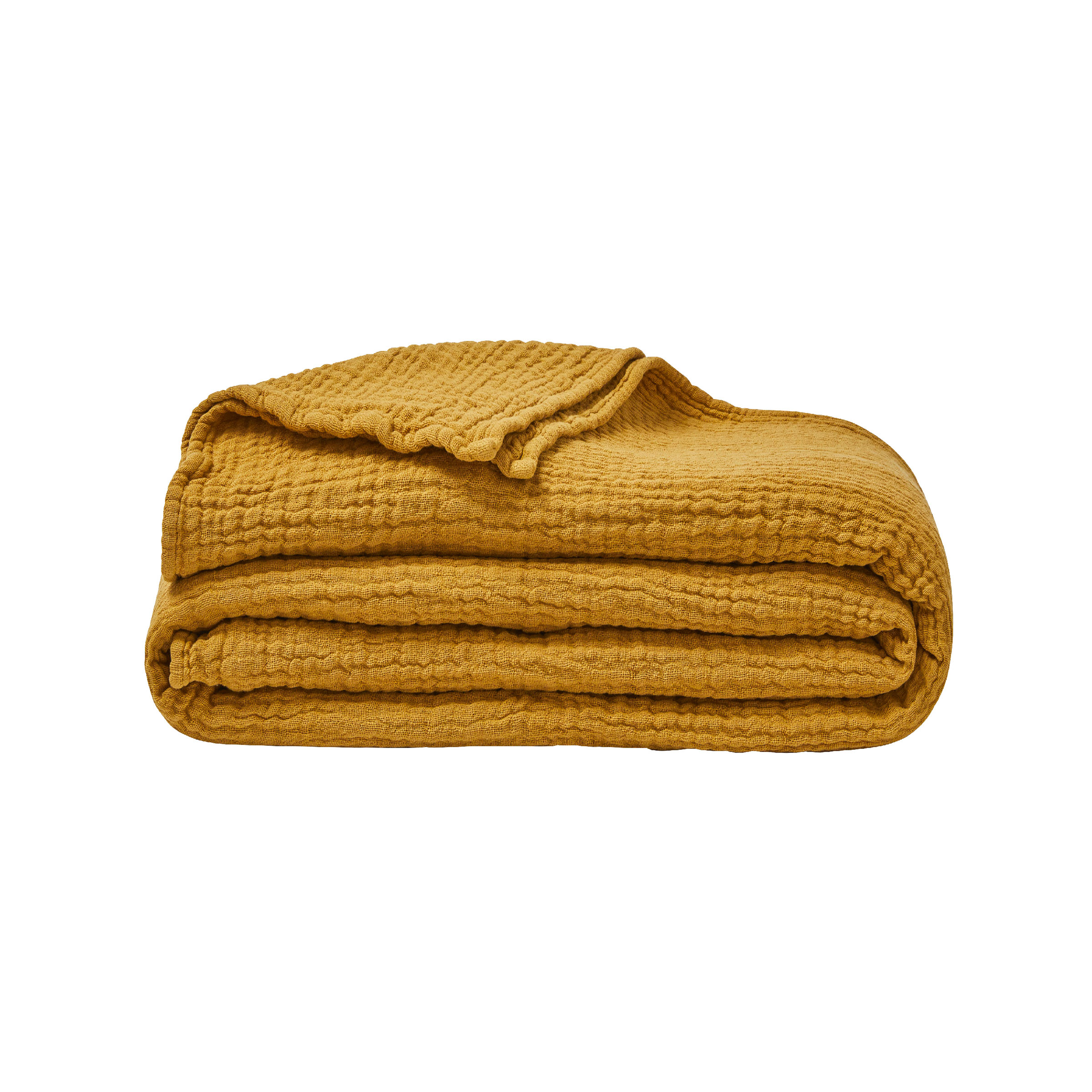 Essix Plaid Jazzy Stonewashed Katoengaas Moutarde 130 x 170 cm