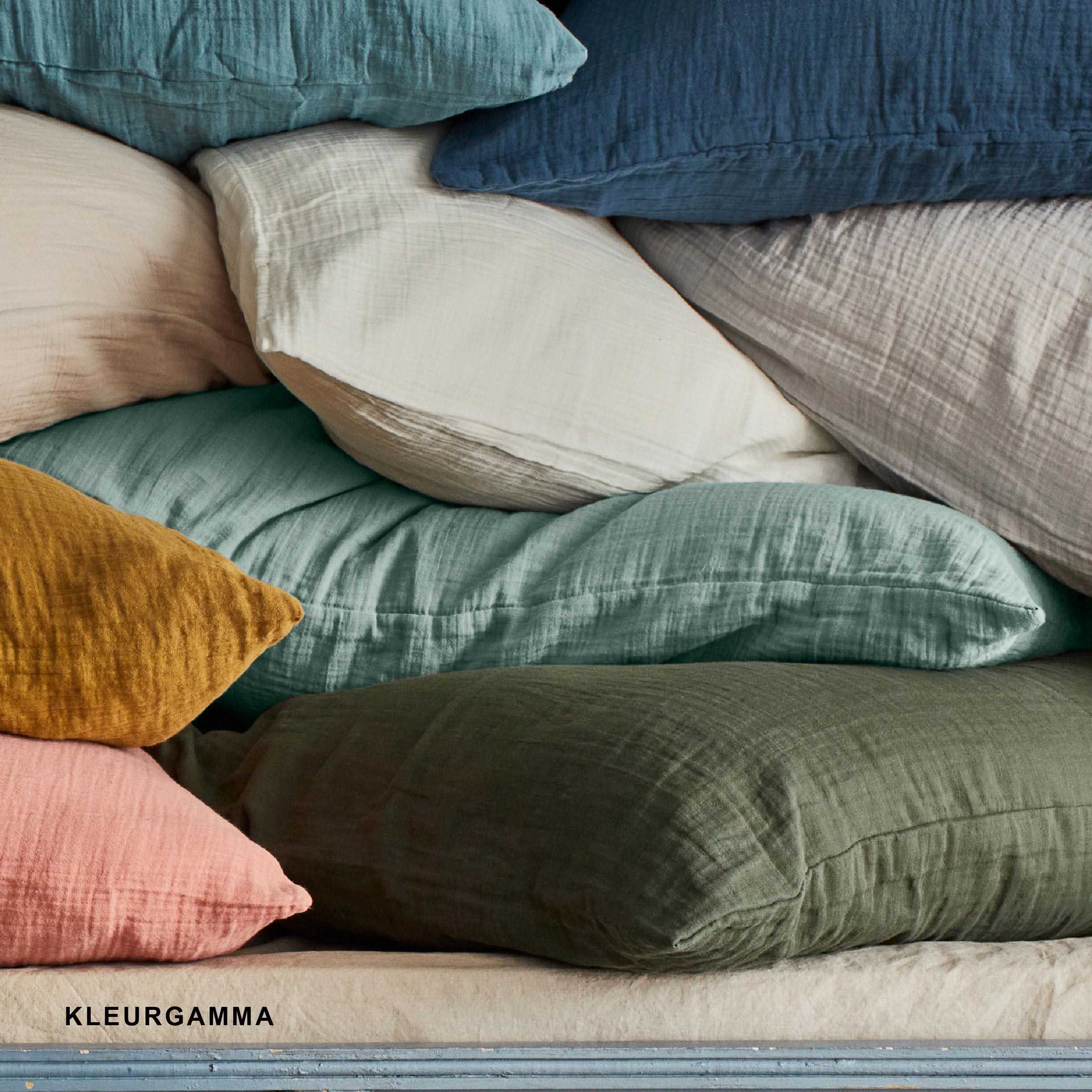 Essix Kussensloop Tendresse Stonewashed Katoengaas 145TC Celadon