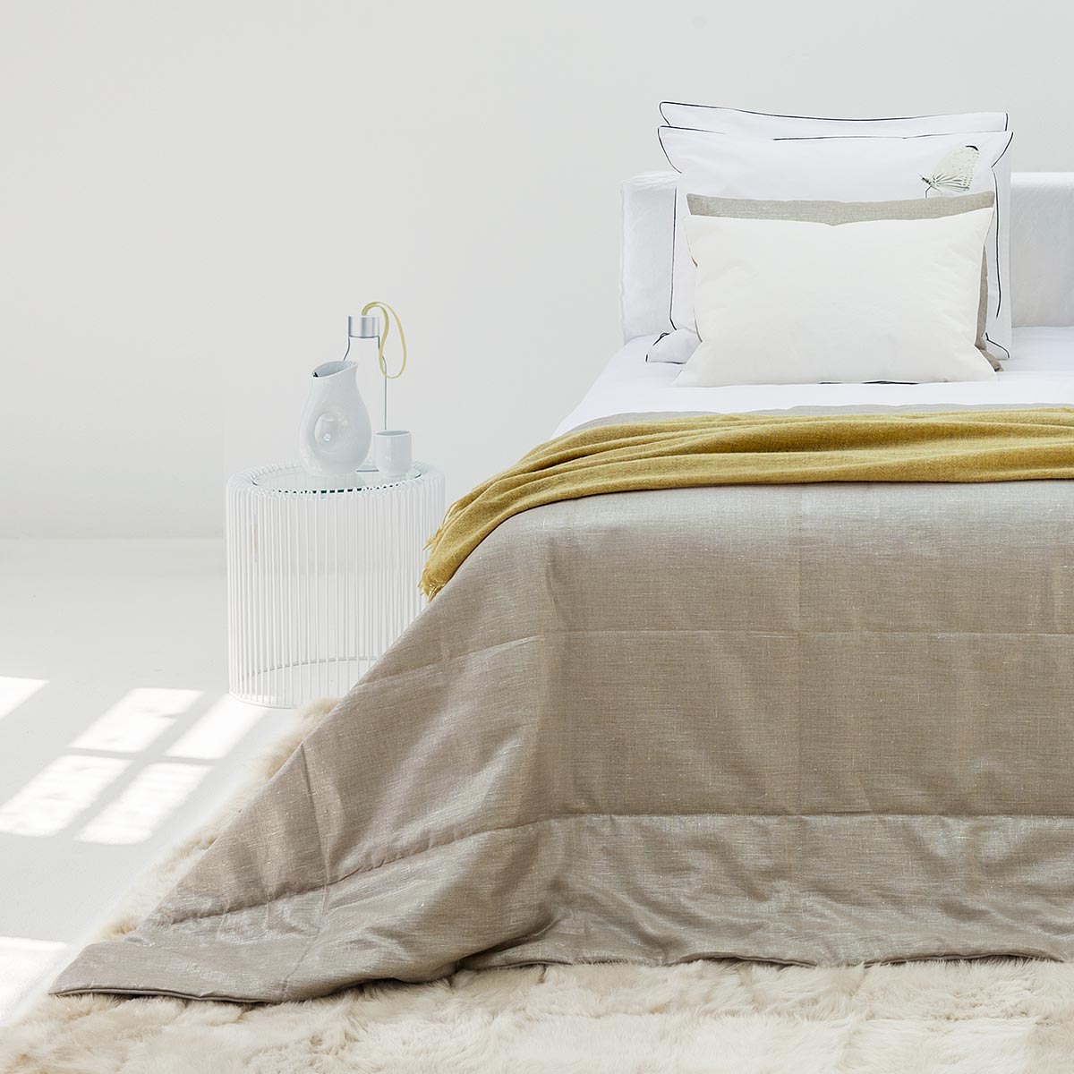 Mrs.Me Bedeind Sprei Silver Pad Linnen Silver 140 x 300 cm