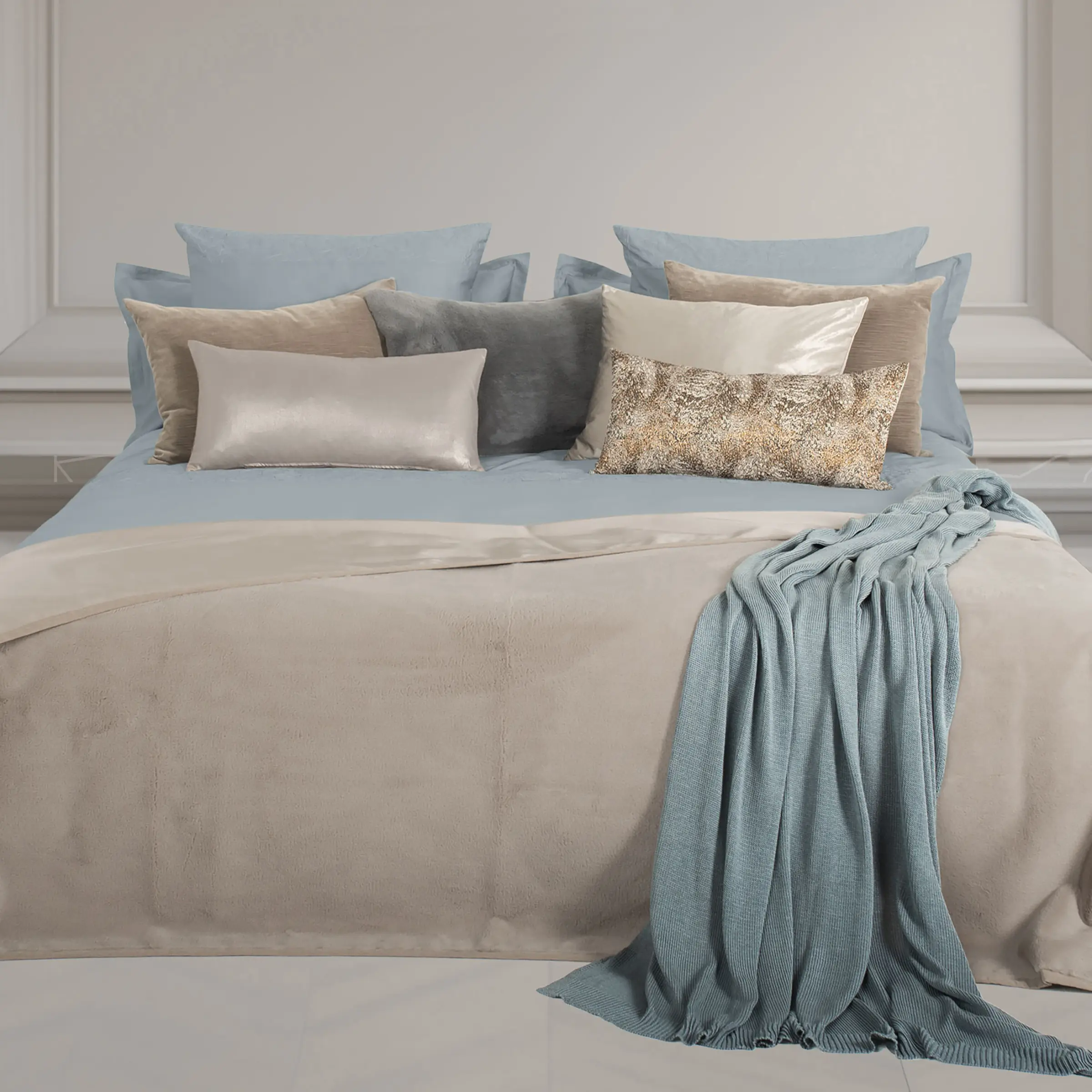 Mrs.Me Dekbedovertrekset Ivy Satijn 300TC Ice Blue