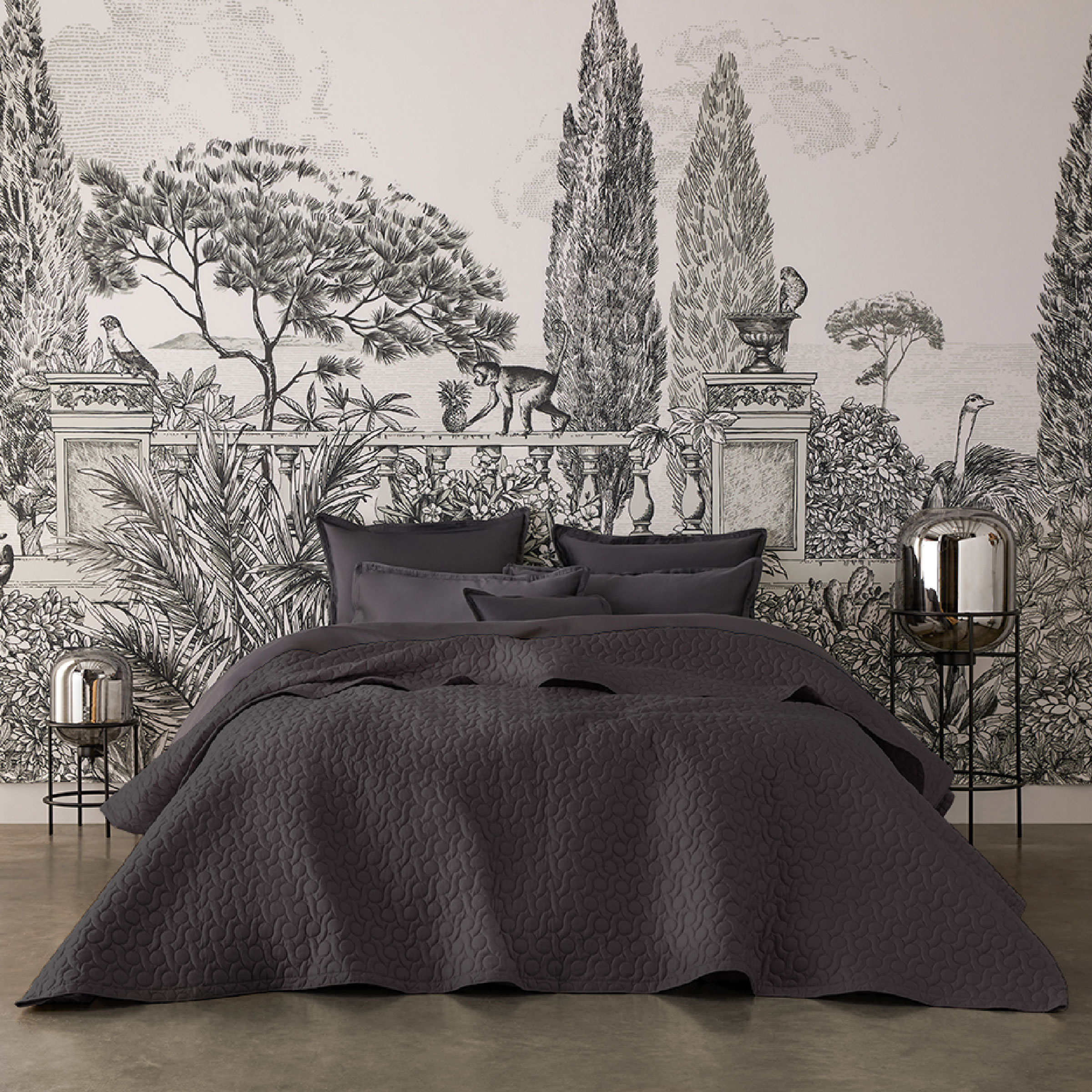 Alexandre Turpault Sprei Poesie Satijn Off Black 260 x 240 cm