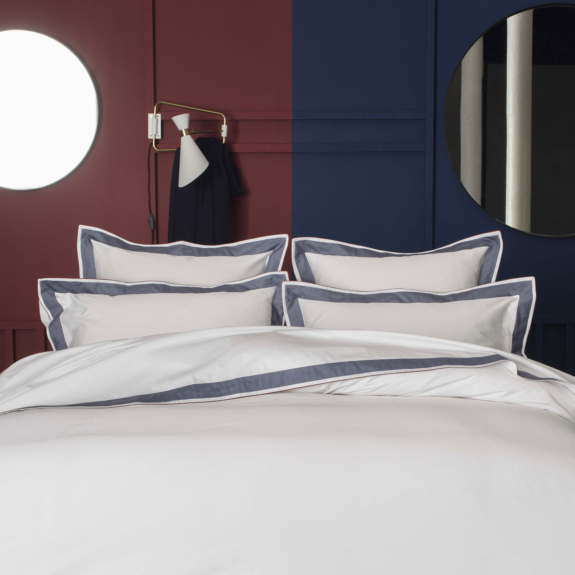 Alexandre Turpault Kussensloop Marceau Organic Satijn 300TC Wit - Marine