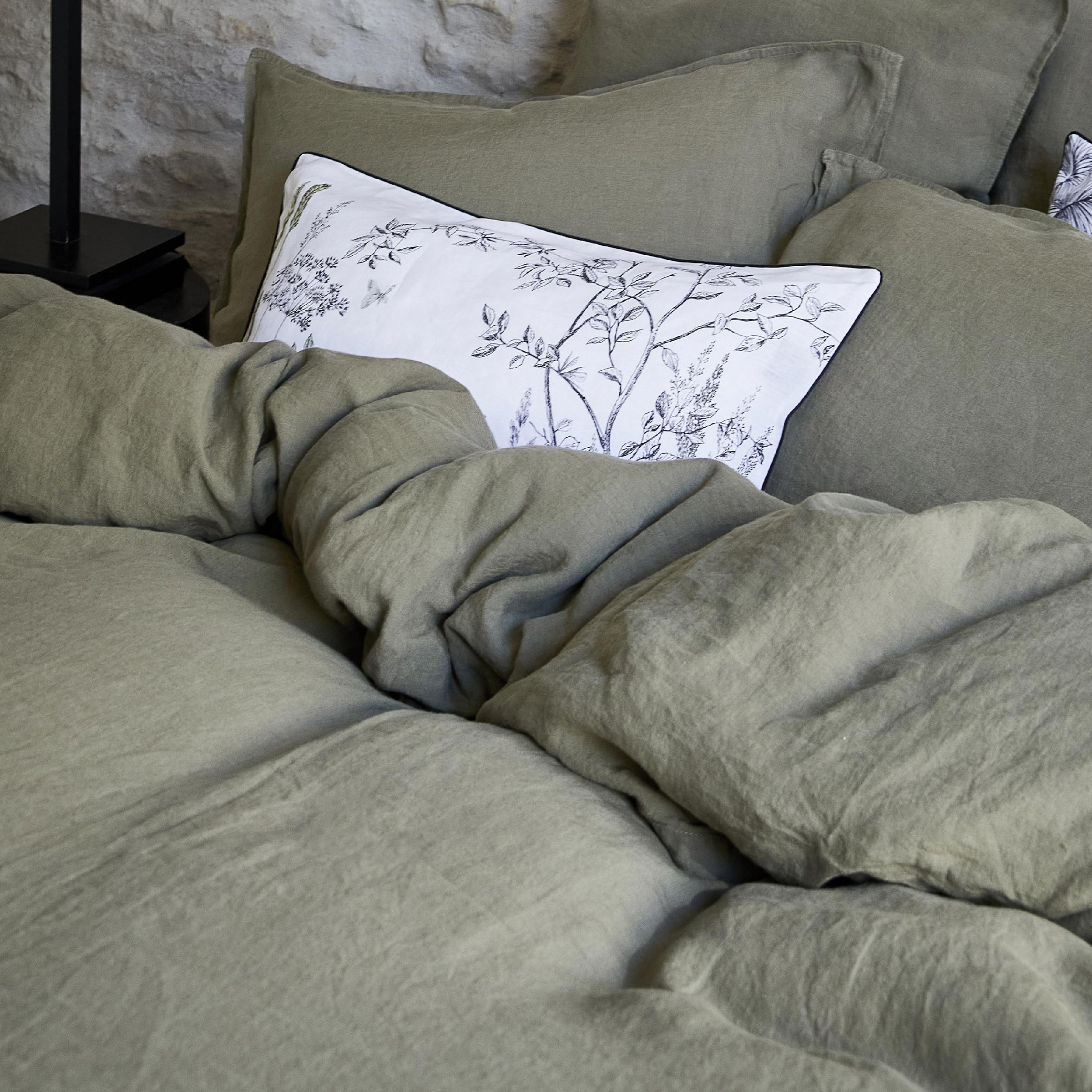 Alexandre Turpault Dekbedovertrek Nouvelle Vague Stonewashed Linnen Kaki