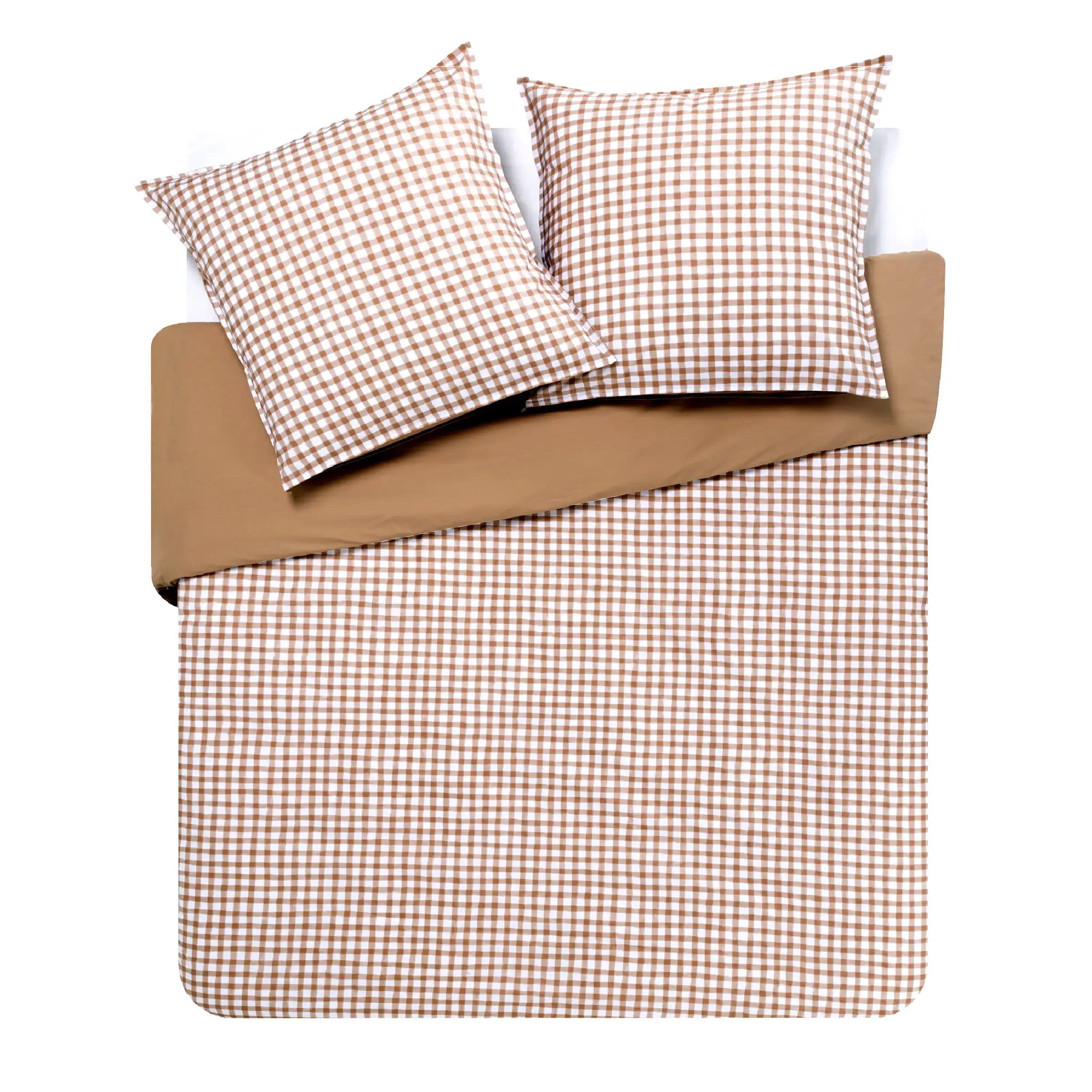 Essix Dekbedovertrek Set Vichy Poesie Percal 200TC Beige