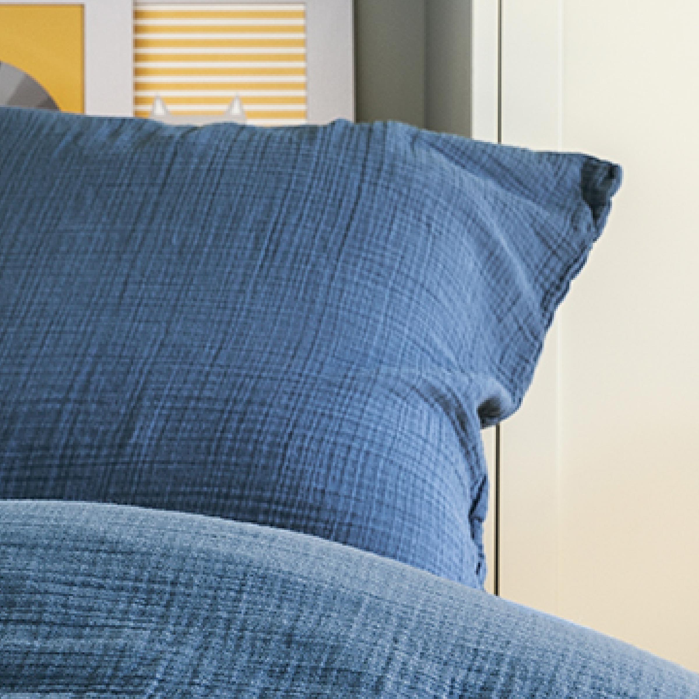 Essix Kussensloop Tendresse Stonewashed Katoengaas 145TC Bleu de Chine