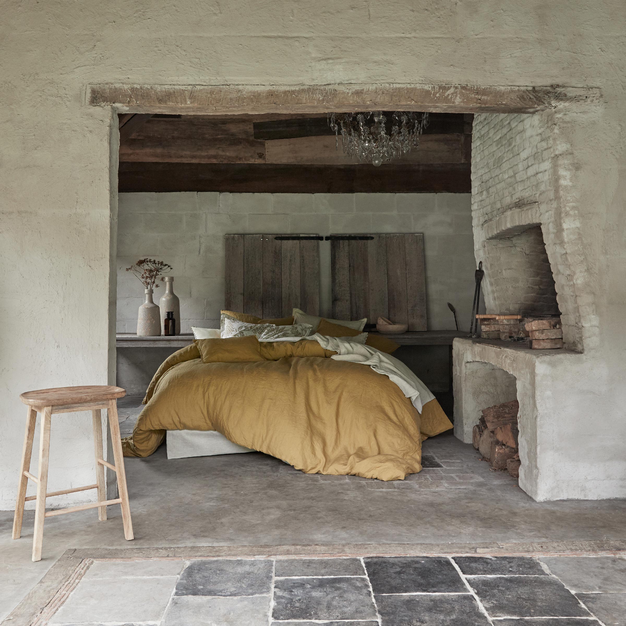 Alexandre Turpault Dekbedovertrek Nouvelle Vague Stonewashed Linnen Sienne