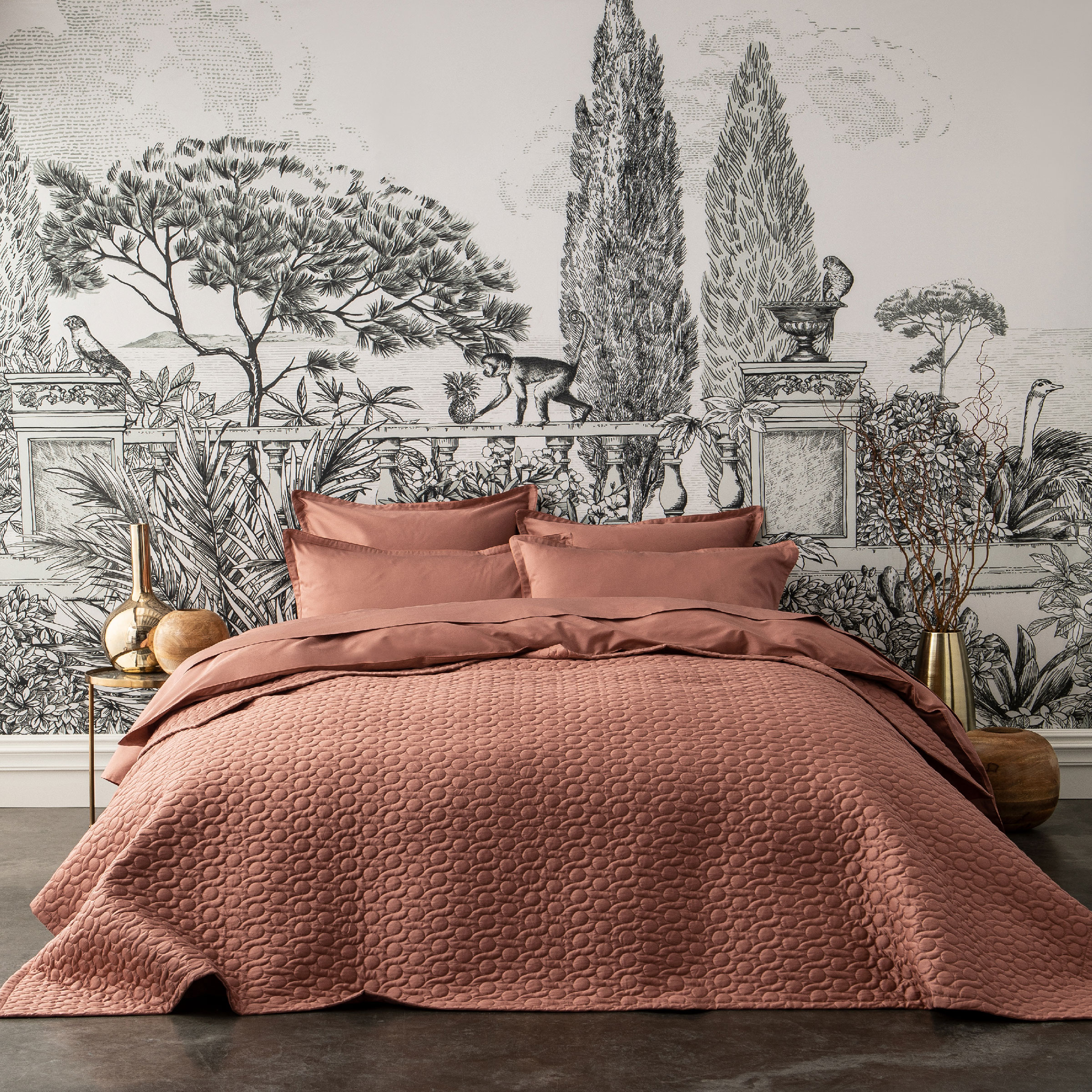 Alexandre Turpault Sprei Poesie Satijn Terracotta 260 x 240 cm