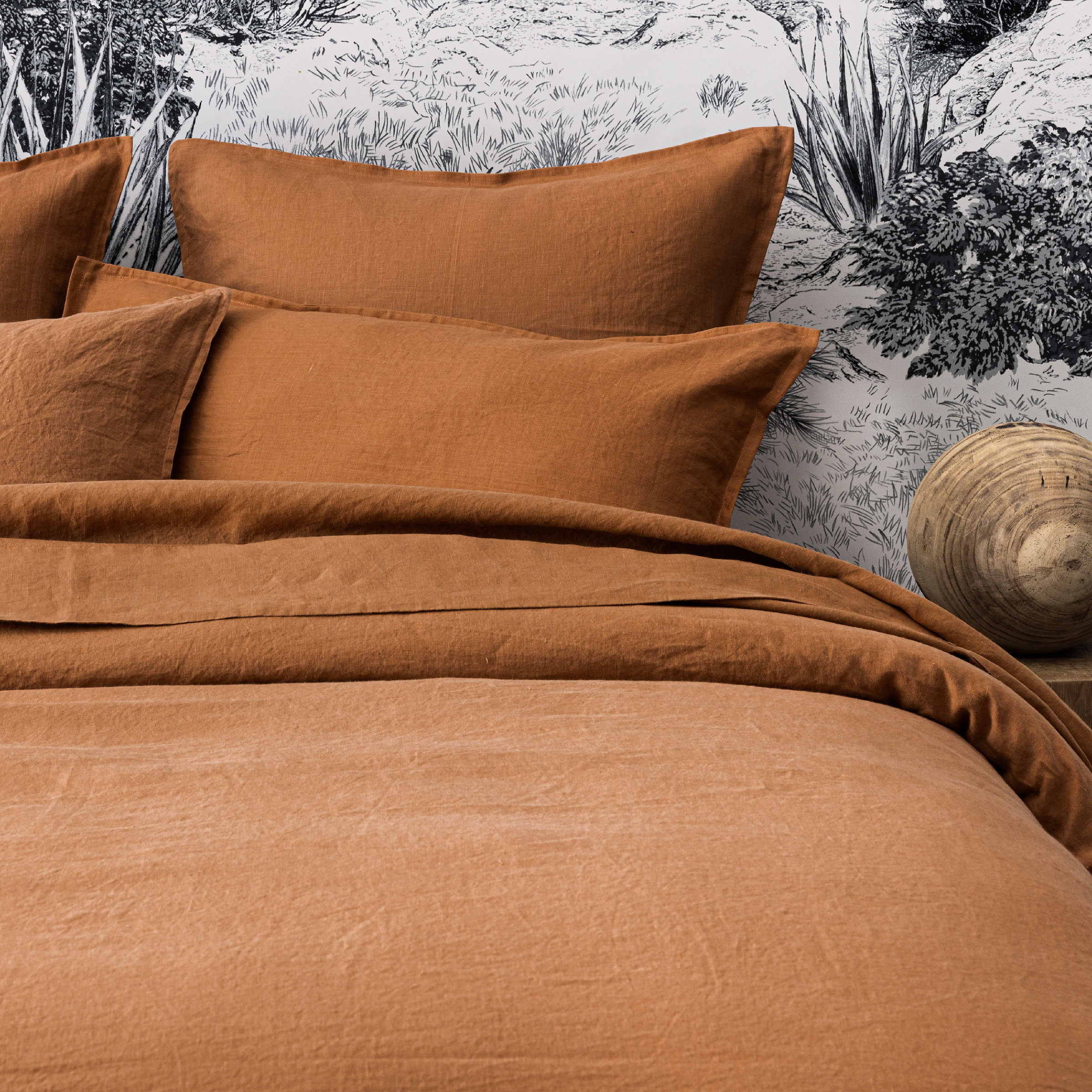 Alexandre Turpault Dekbedovertrek Nouvelle Vague Stonewashed Linnen Teak