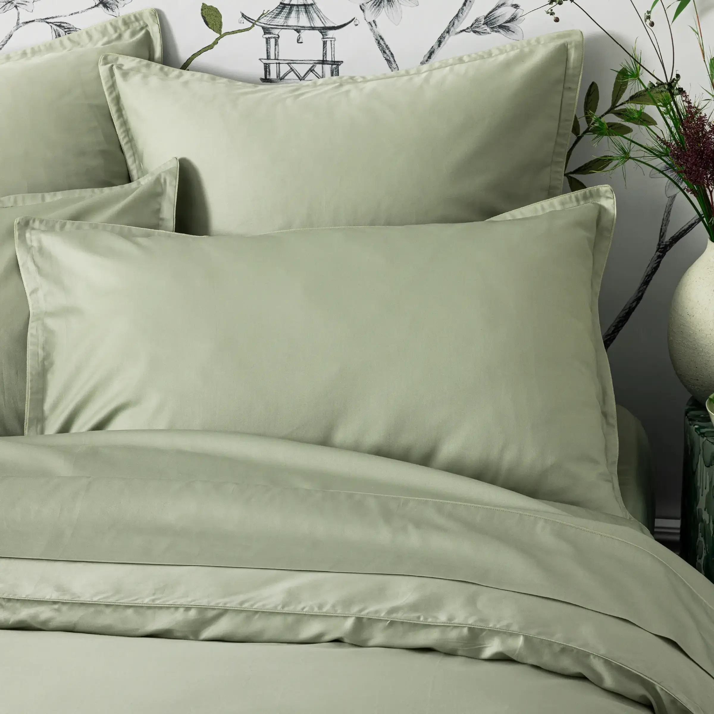 Alexandre Turpault Dekbedovertrek Set Teophile Organic Satijn 300TC Linden Green