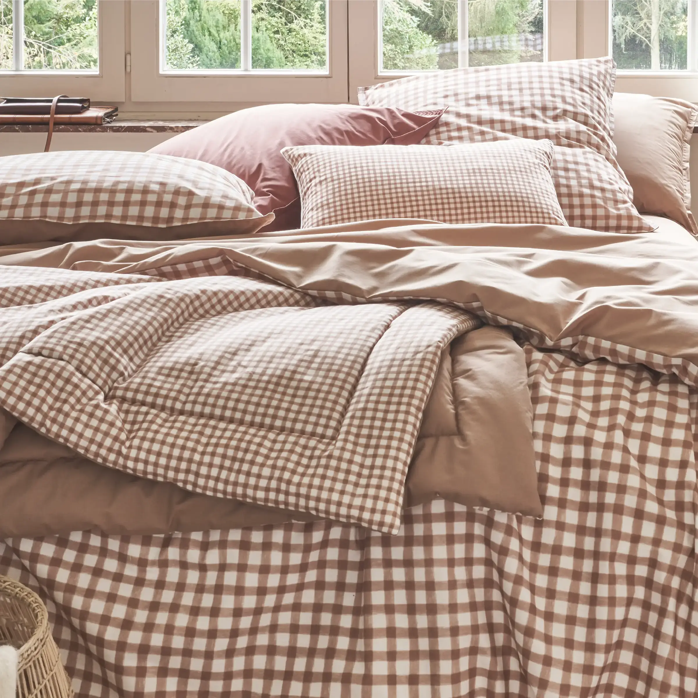 Essix Plaid Vichy Poesie Percal Beige 130 x 200 cm