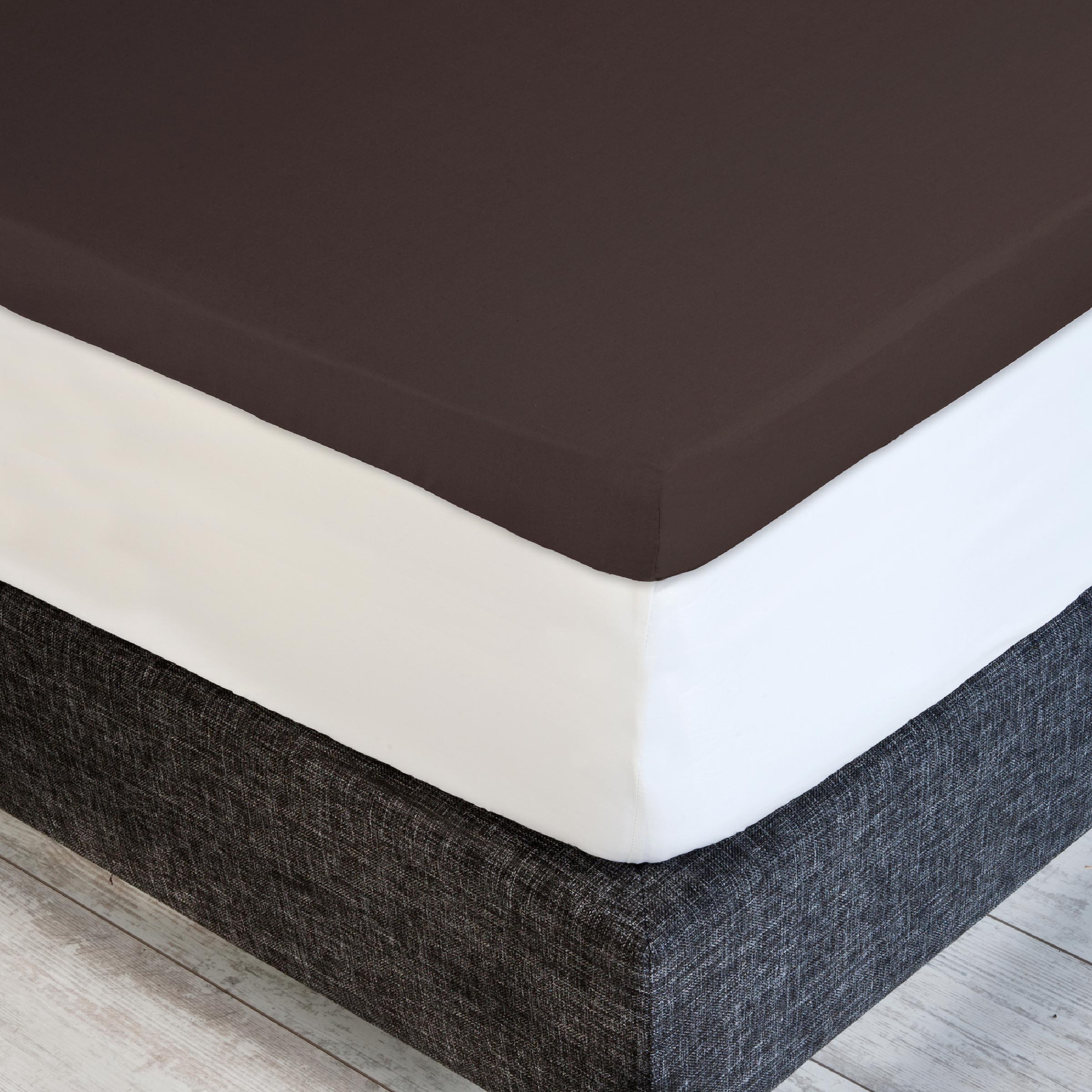 Dommelin Dubbel Split Topper Hoeslaken Percal 200TC Bruin