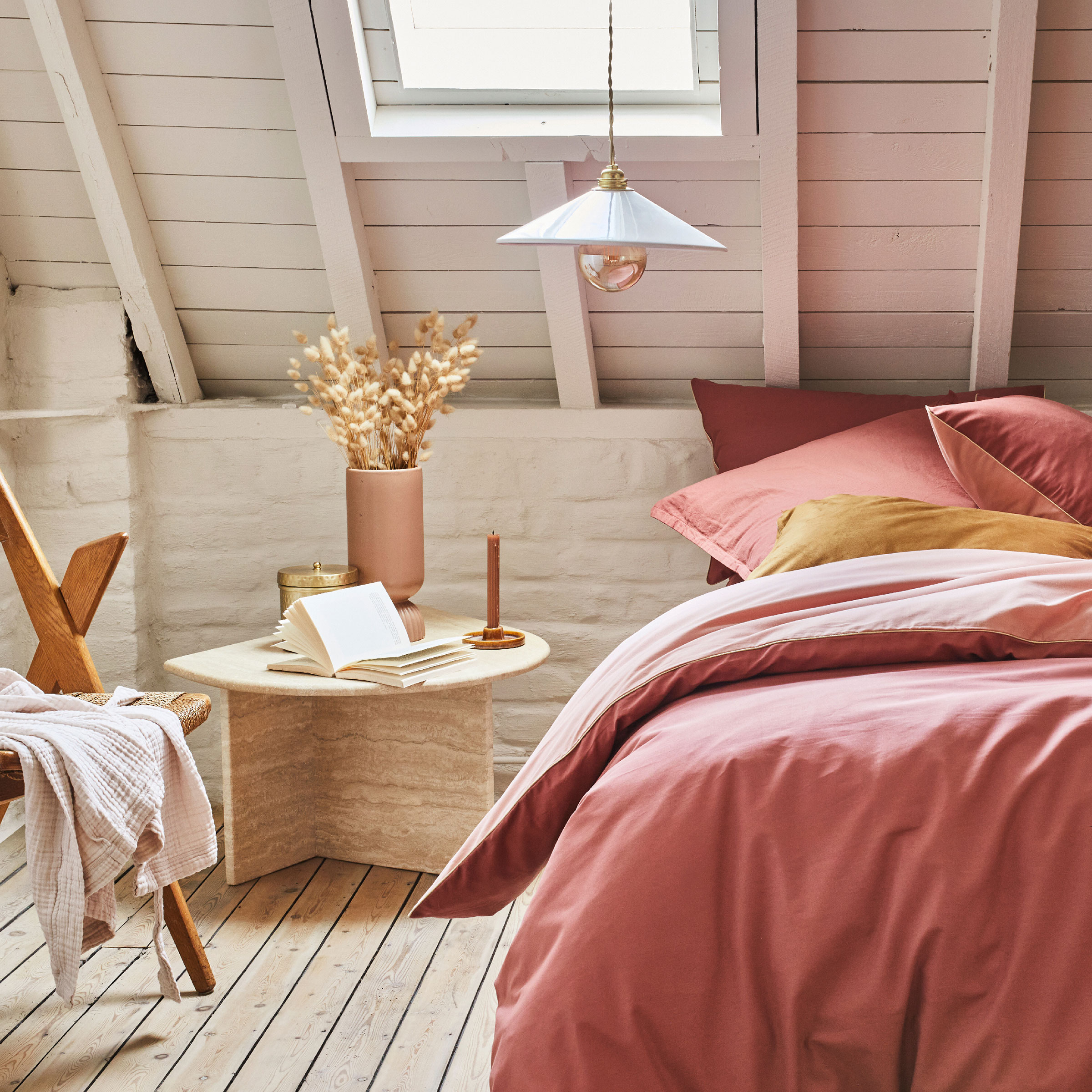 Essix Dekbedovertrek Set Bons Jours Entincelle Katoen 145TC Rose Indien - Solaire 