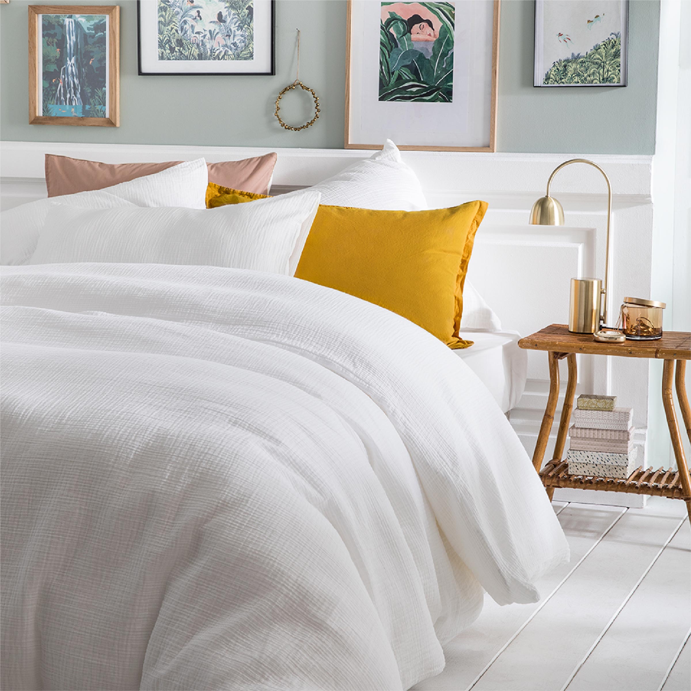 Essix Dekbedovertrek Set Tendresse Stonewashed Katoengaas 145TC Wit 