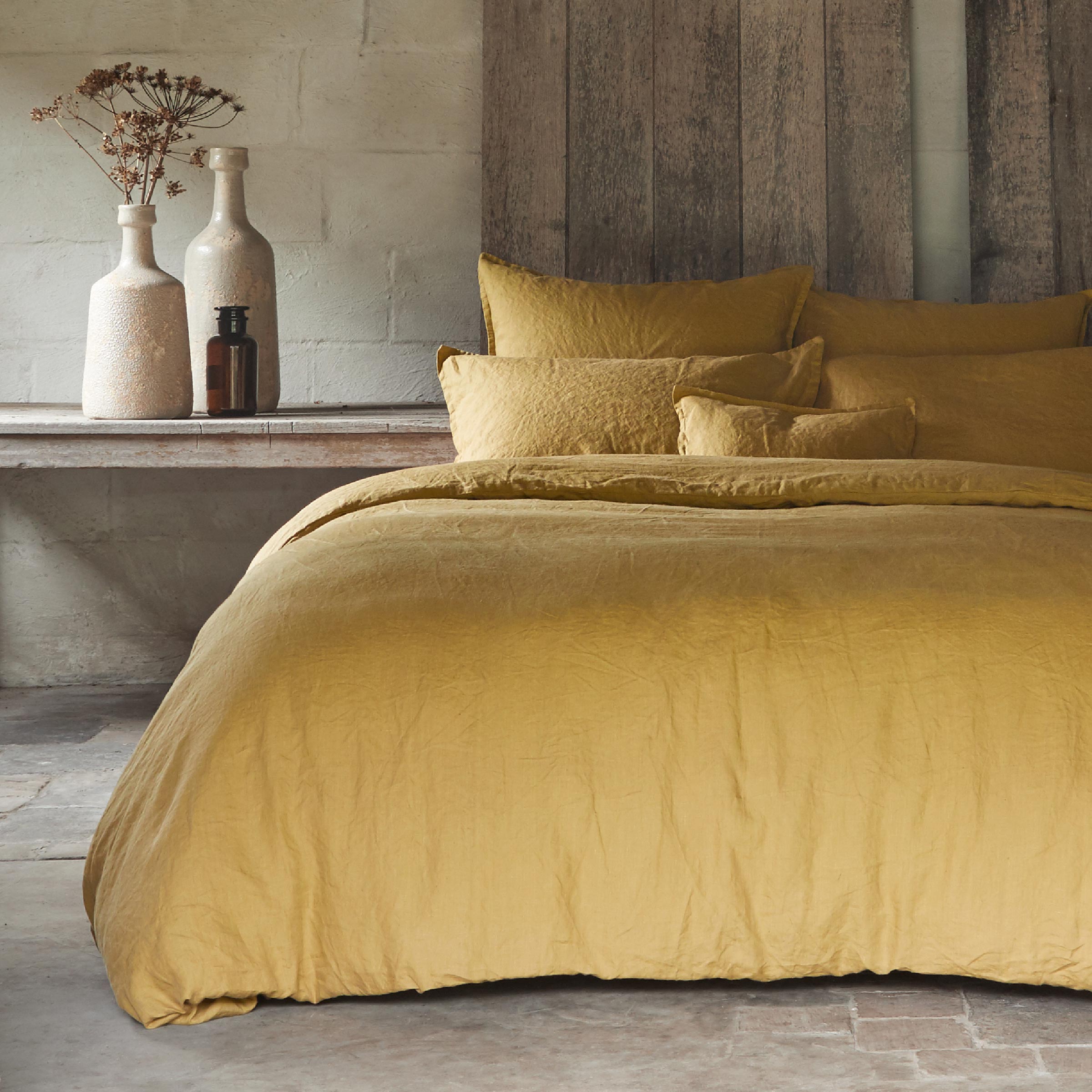 Alexandre Turpault Dekbedovertrek Nouvelle Vague Stonewashed Linnen Sienne