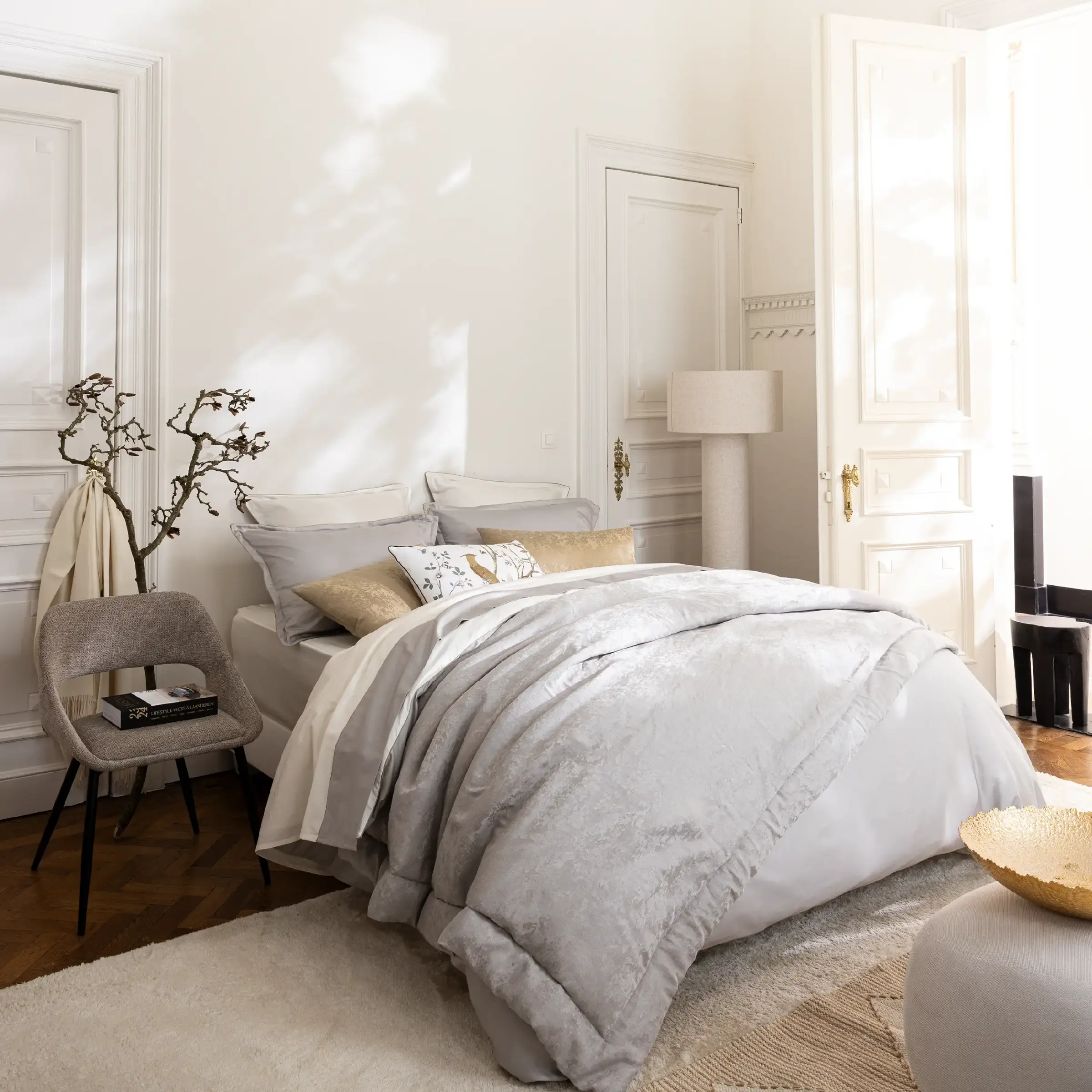 Alexandre Turpault Sierkussenhoes Lin & Soie Linnen Mix Argent 40 x 60 cm