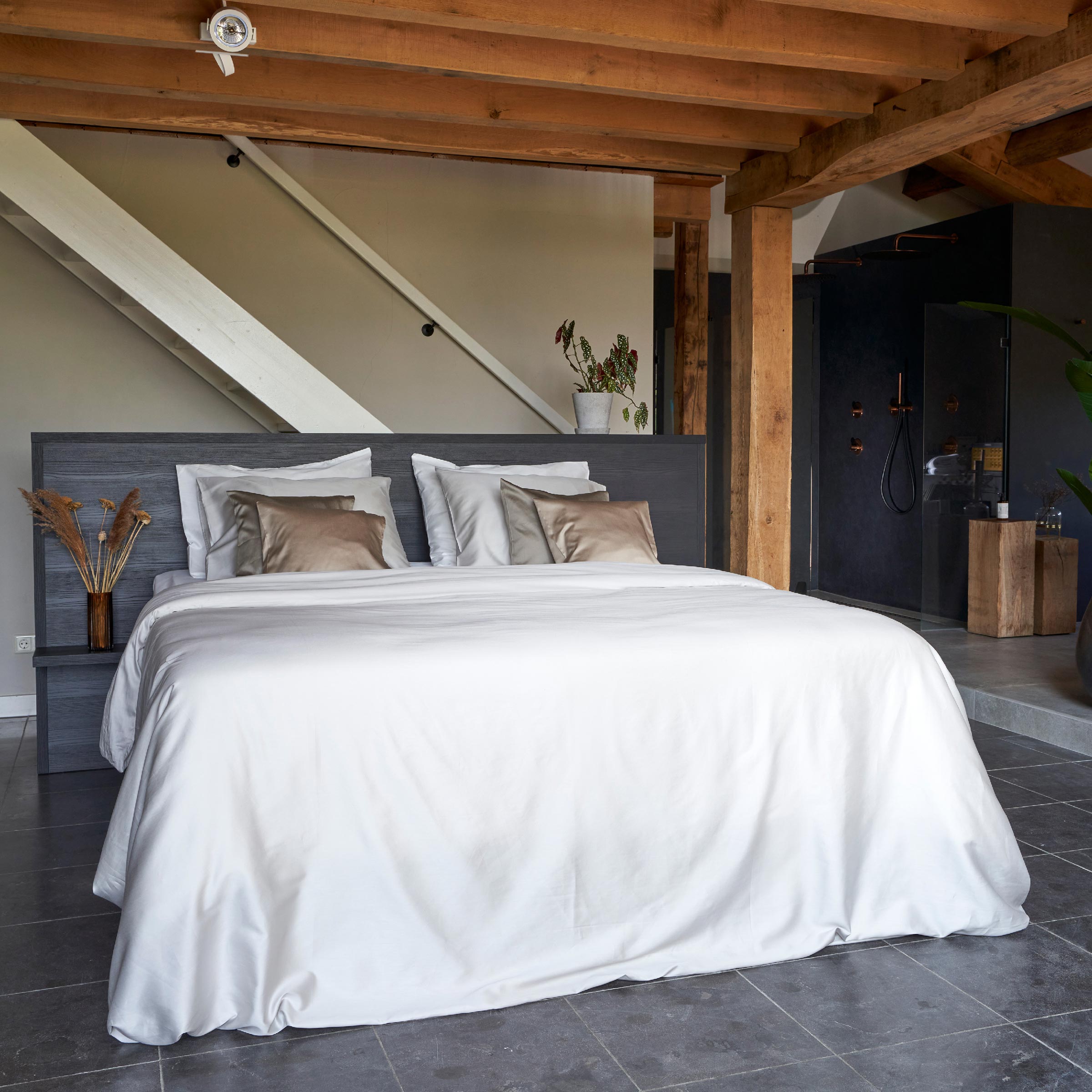 Dommelin Split Hoeslaken Organic Satijn 300TC Wit