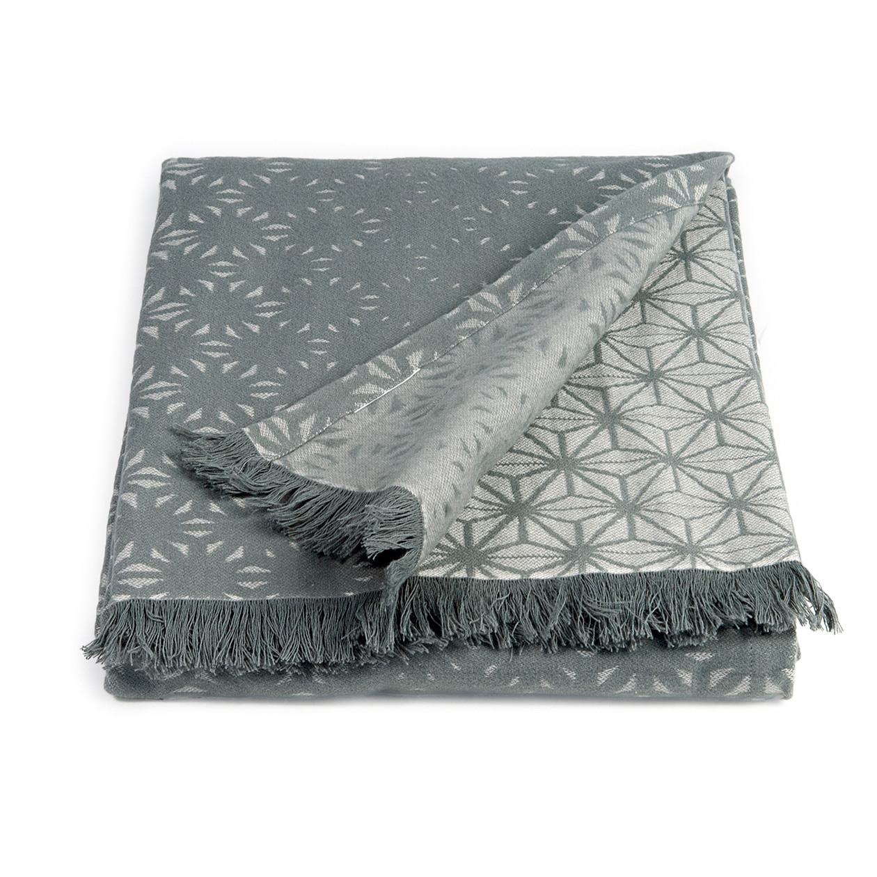 Dommelin Plaid Stella Katoen Groengrijs